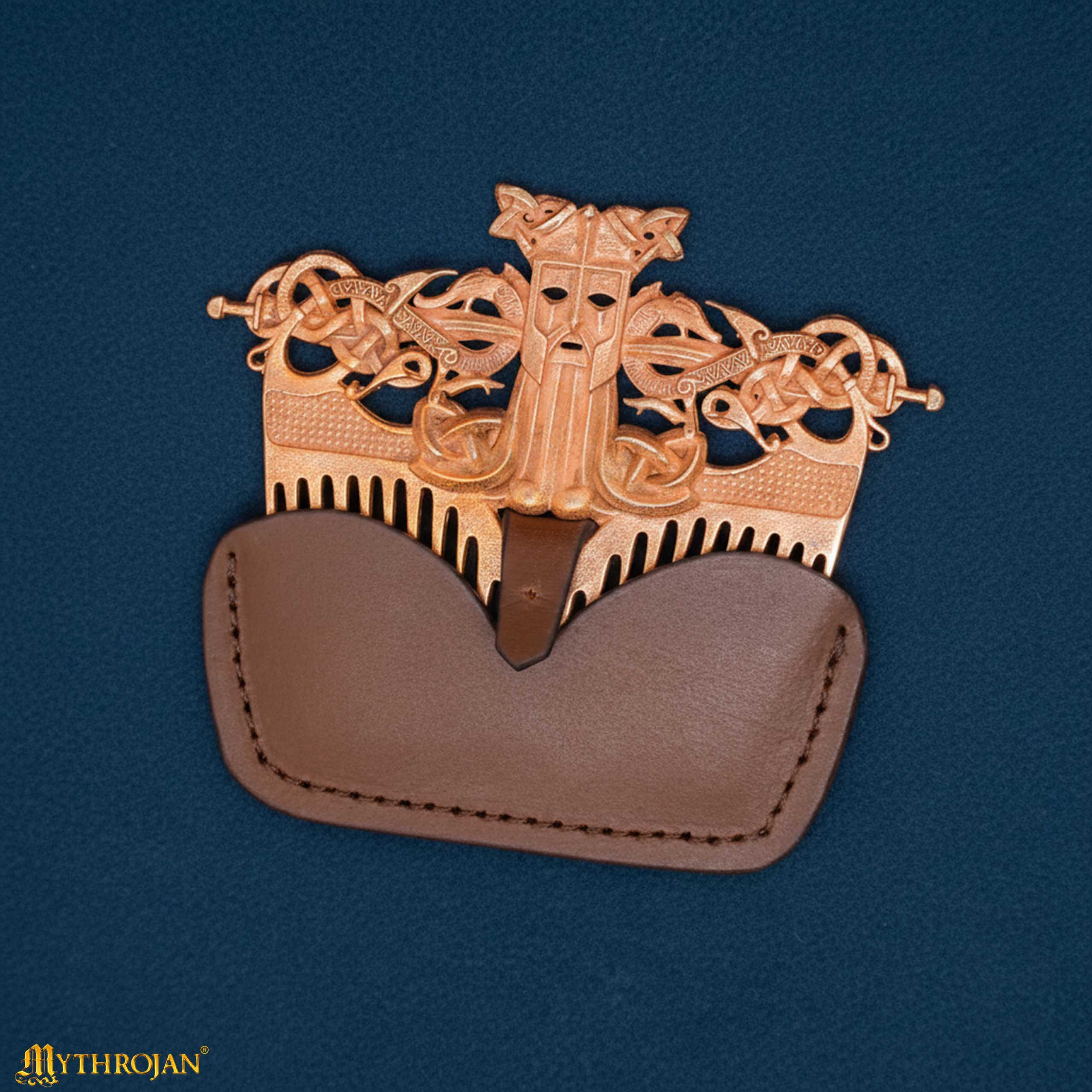 Viking Bronze Comb with Leather Sheath - 301135 7 Bronze Comb
