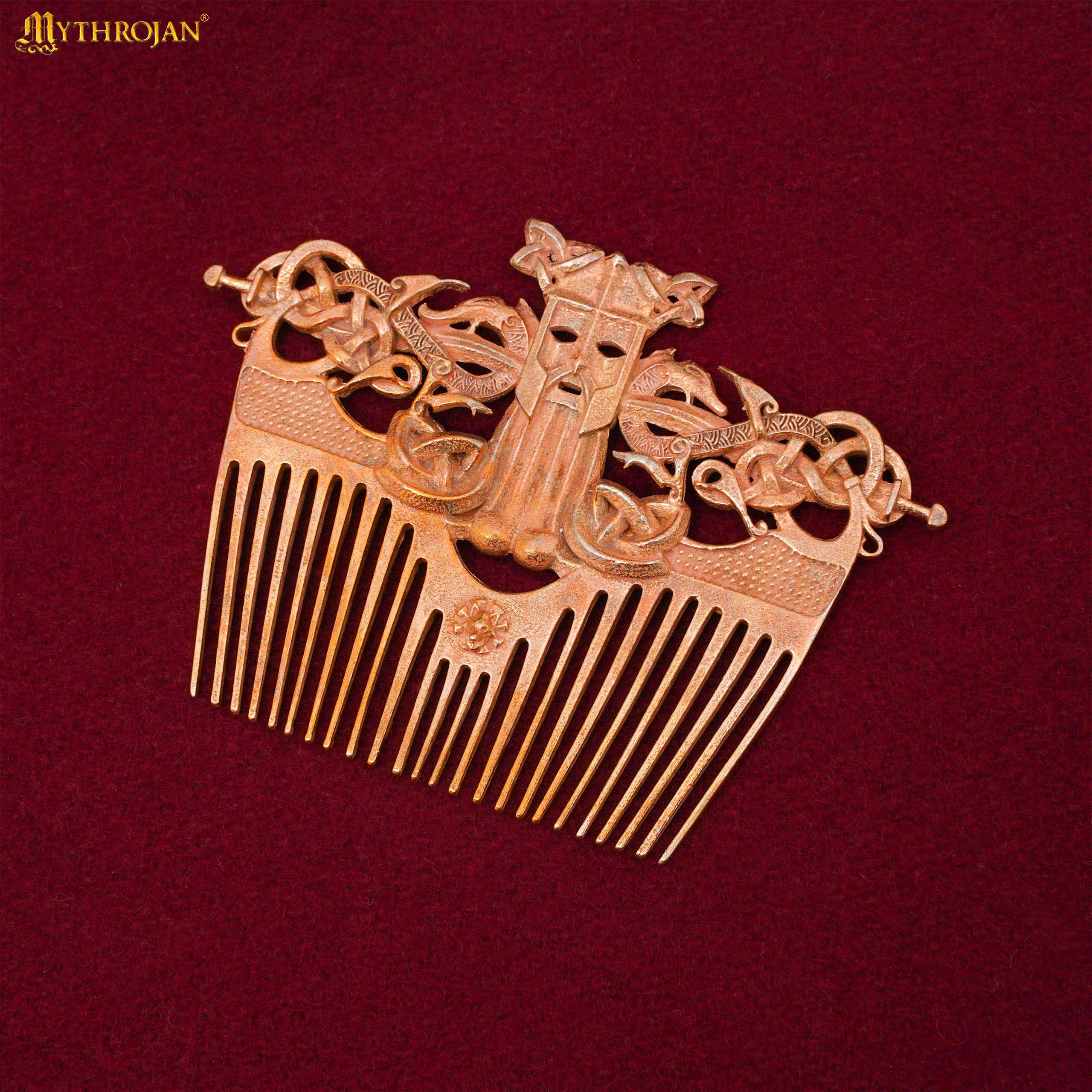 Viking Bronze Comb with Leather Sheath - 301135 Bronze Comb