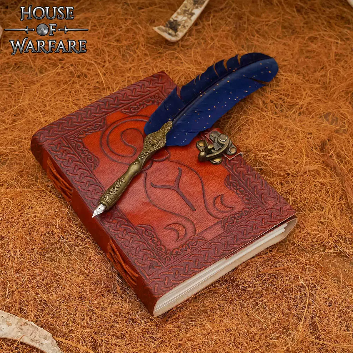 Medieval Goddess Embossed Leather Journal – Handmade Diary with Brass Lock - Image 7