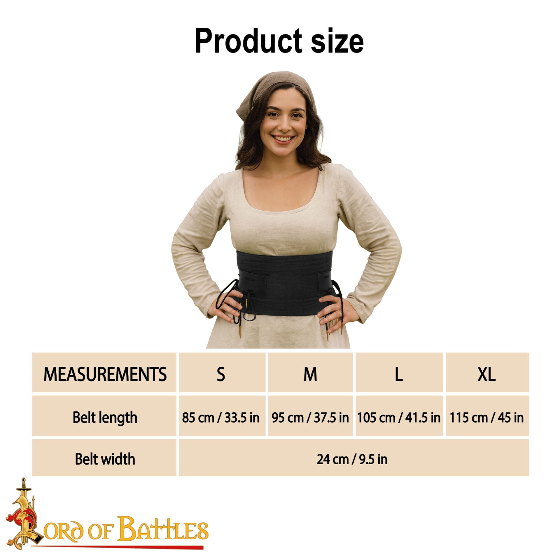 Late Medieval Padded Arming Lendenier with Leather Reinforcements, Quilted Waist Belt for Armour Support-25416BK 2 Late Medieval Padded Arming Lendenier