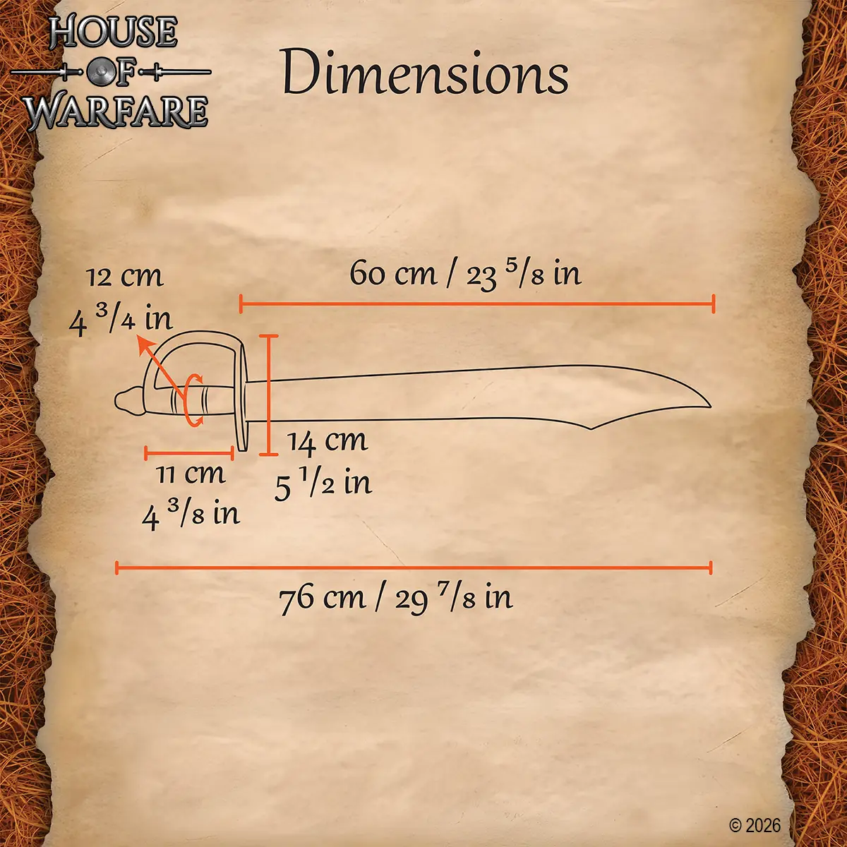 Wooden Pirate Cutlass Sword Prop with Knuckle Guard - Image 3