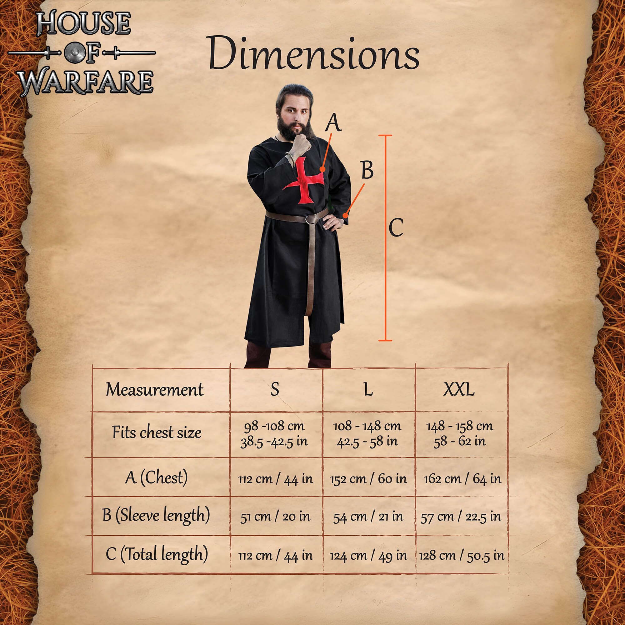Templar Knight Crusader Tunic Black with Red Cross - 700929 2 Crusader Canvas Tunic