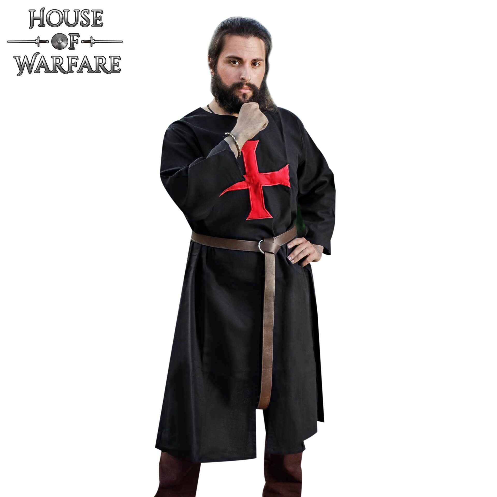 Templar Knight Crusader Tunic Black with Red Cross - 700929 3 Crusader Canvas Tunic