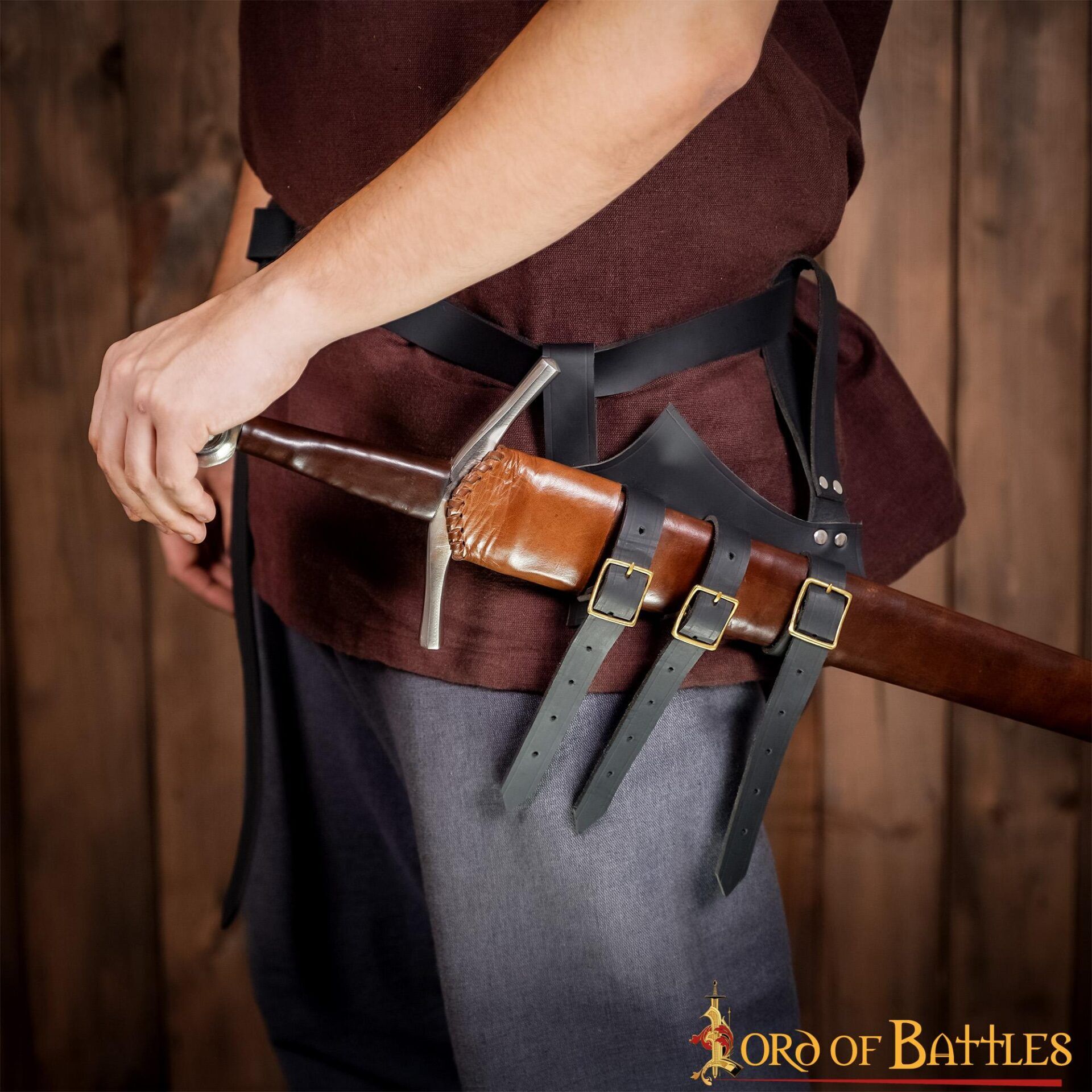 Medieval Leather Sword and Axe Frog Handcrafted from Genuine Leather Medieval Leather Sword and Axe Frog Handcrafted from Genuine Leather