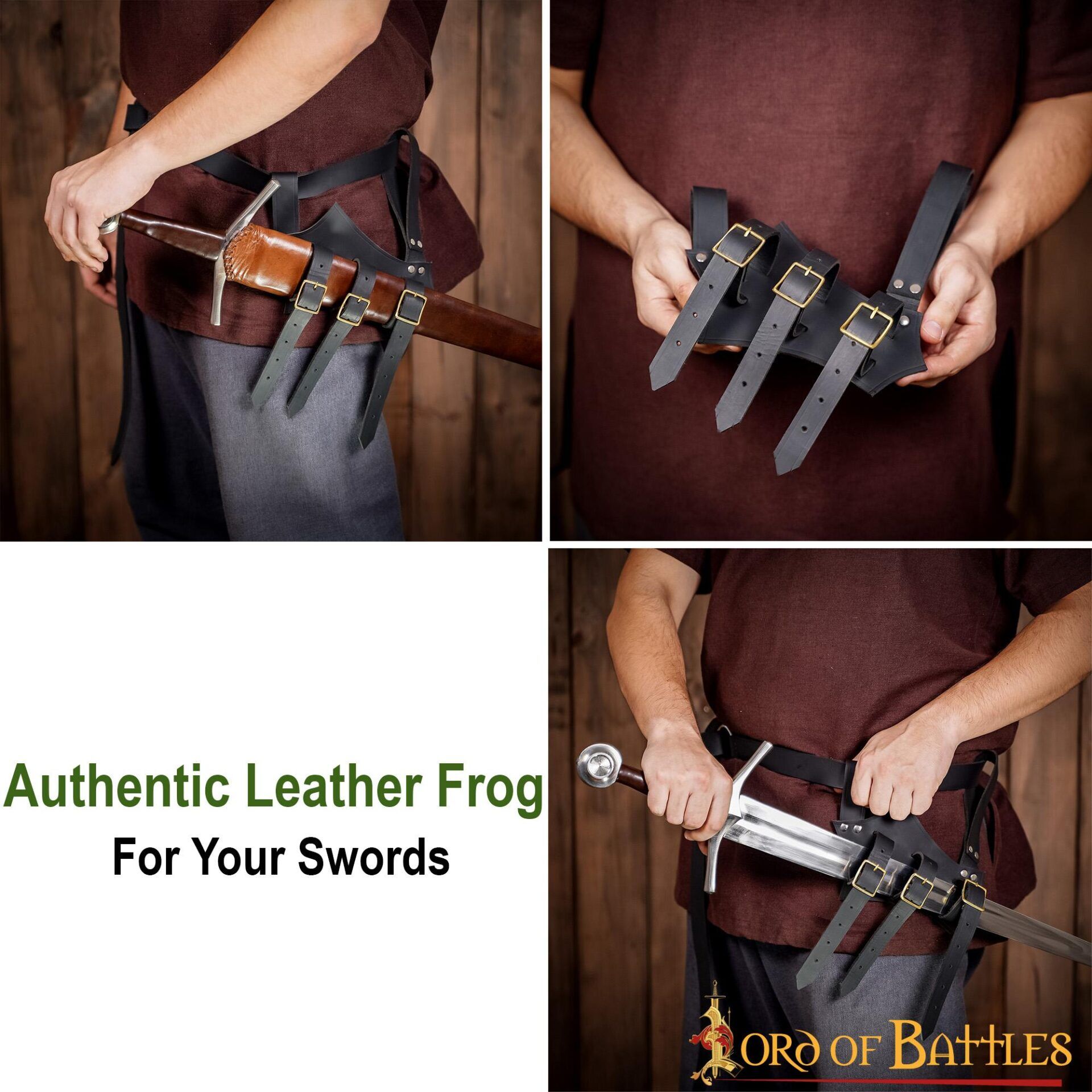 Medieval Leather Sword and Axe Frog Handcrafted from Genuine Leather Medieval Leather Sword and Axe Frog Handcrafted from Genuine Leather