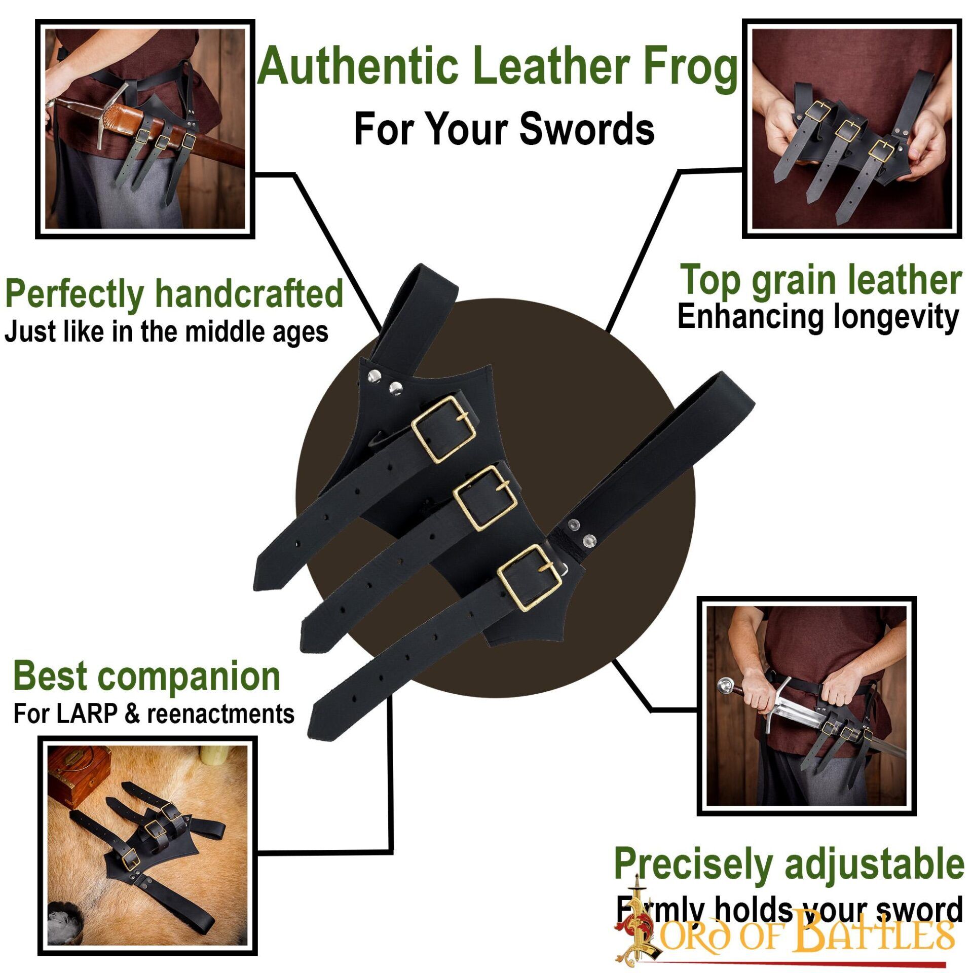 Medieval Leather Sword and Axe Frog Handcrafted from Genuine Leather Medieval Leather Sword and Axe Frog Handcrafted from Genuine Leather