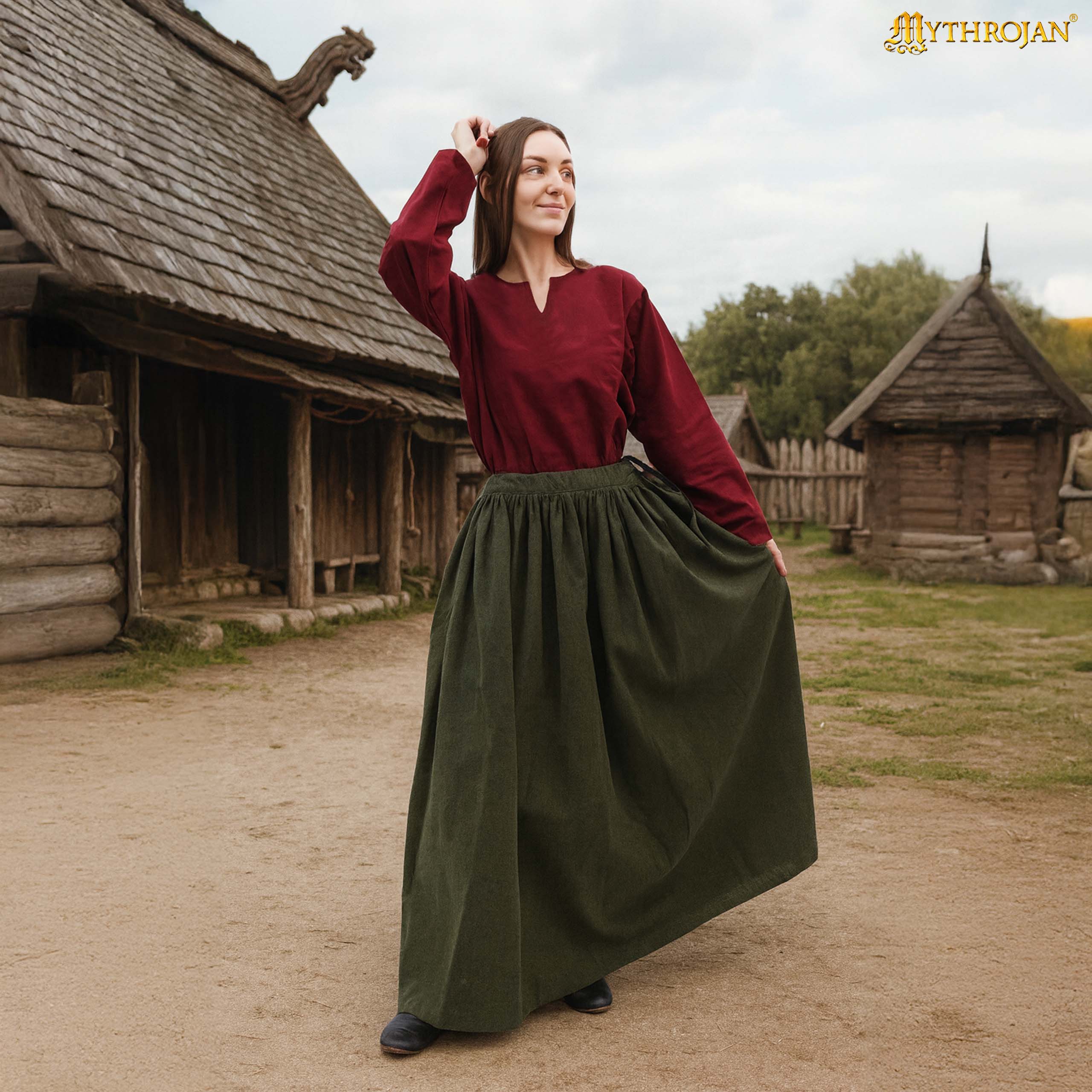 medieval-cotton-skirt-green-full-length-larp-costume-301100GN Fantasy Skirt