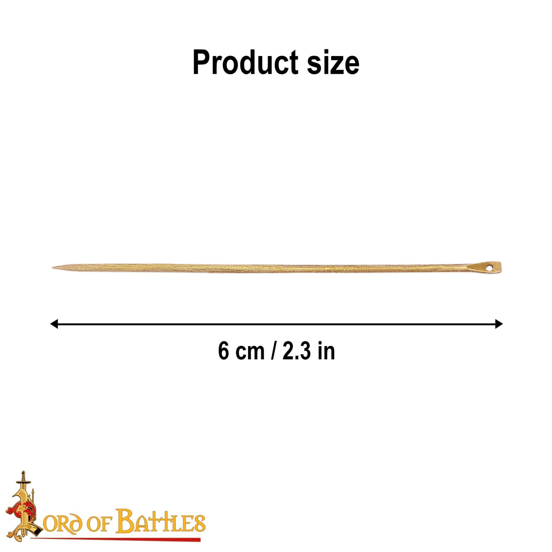 Medieval Solid Brass Needles Large Set of Six-25390-pcs 2 Solid Brass Needles