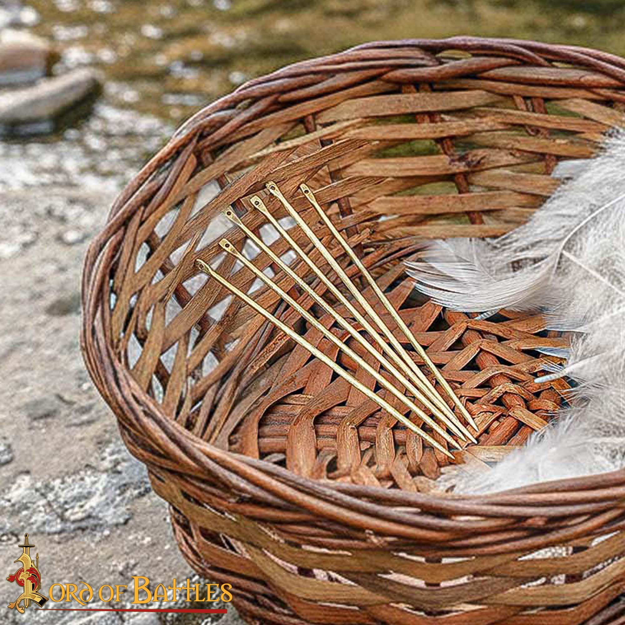 Medieval Solid Brass Needles Large Set of Six-25390-pcs 7 Solid Brass Needles