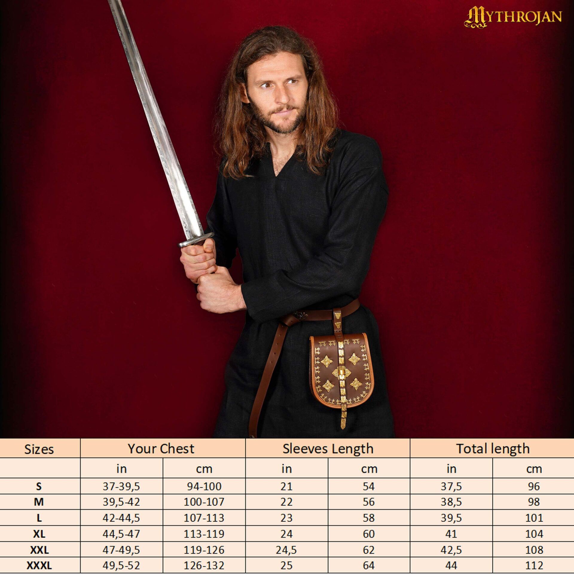 Viking Tunics-301080BK 2 Erik Viking Linen Tunic