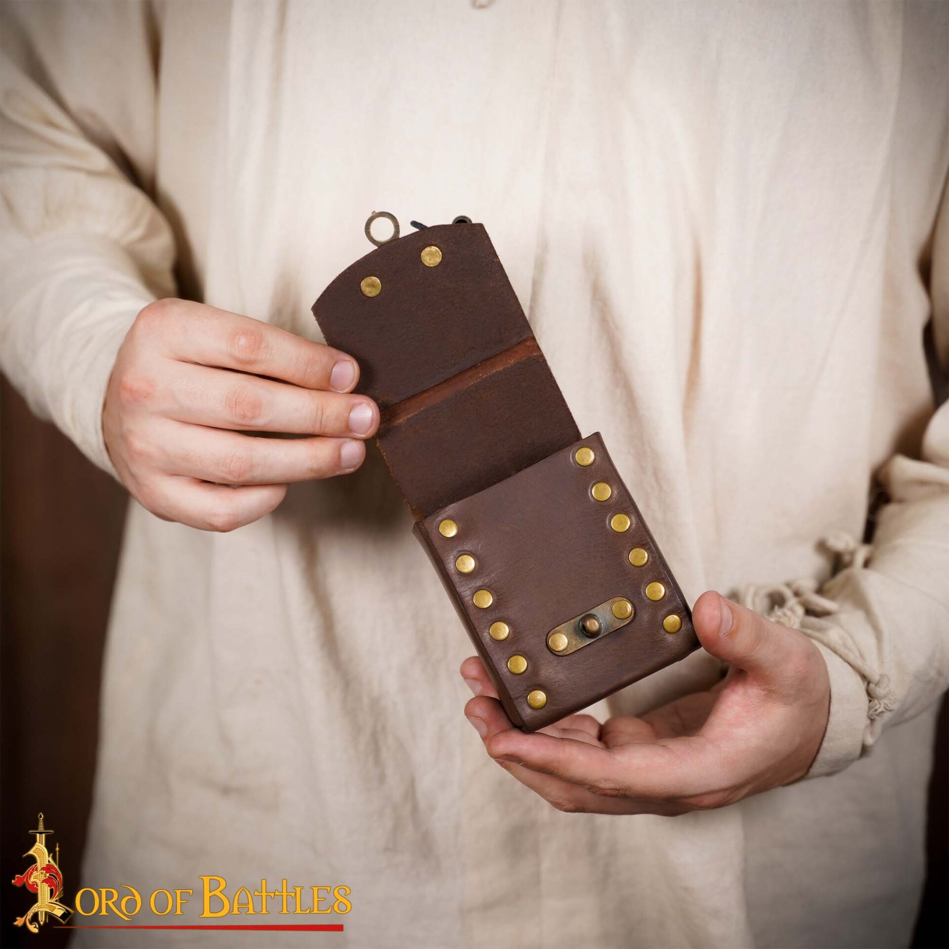 Medieval leather pouch-25864CBR 6 Leather Belt Pouch