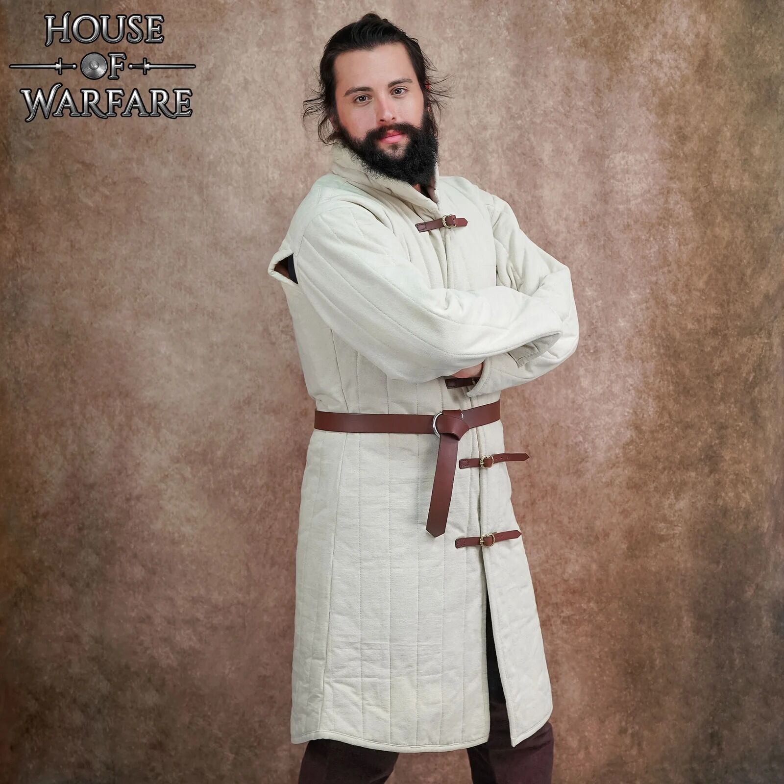 700900W_4-1 Medieval Buckled Padded Canvas Gambeson