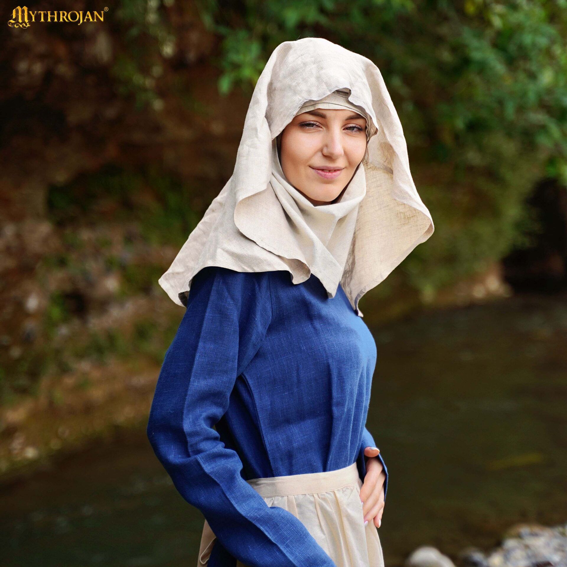 Medieval Linen Half Moon Wimple - 301119LCN 5 Medieval Linen Half-Moon Wimple