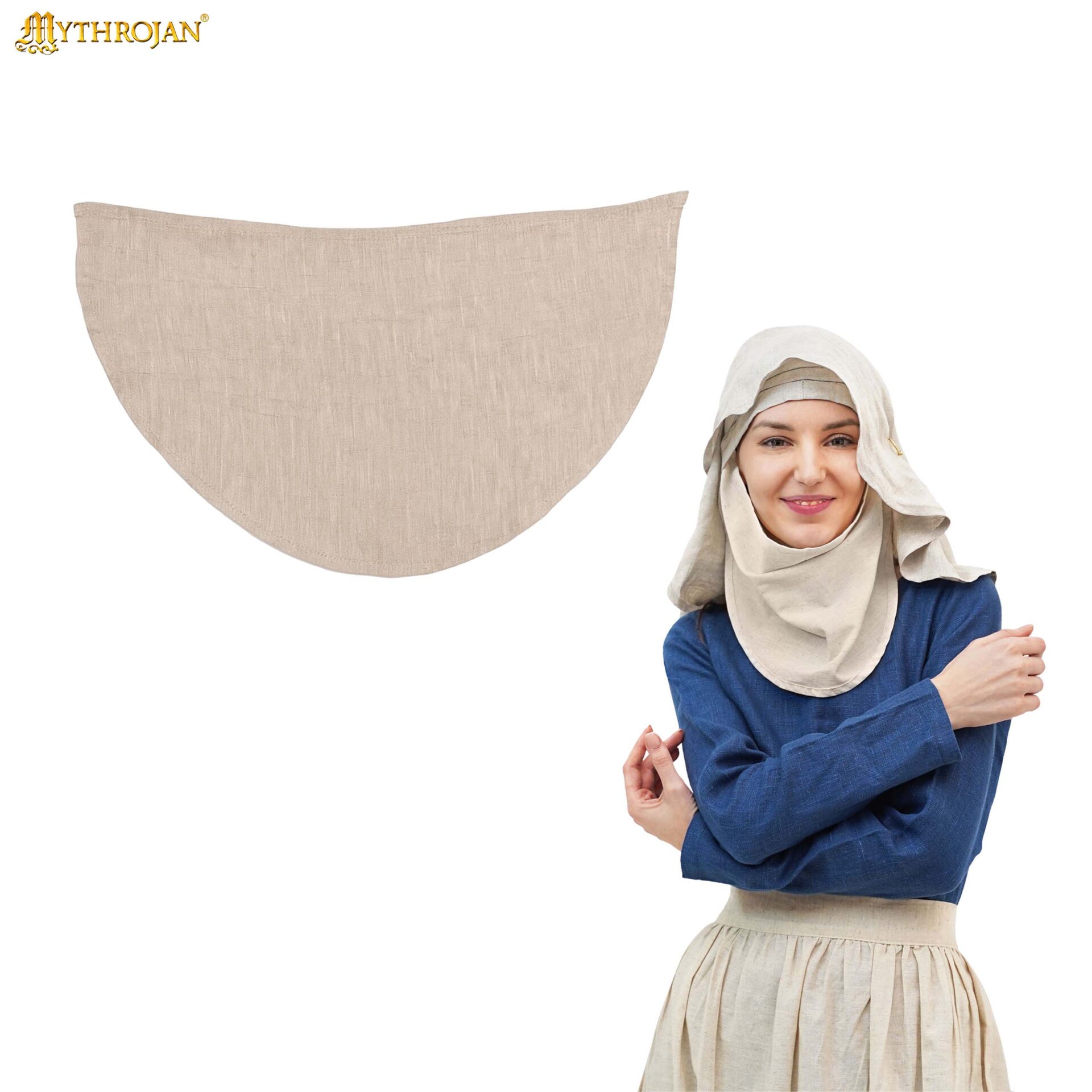 Medieval Linen Half Moon Wimple - 301119LN 3 Medieval Linen Half-Moon Wimple