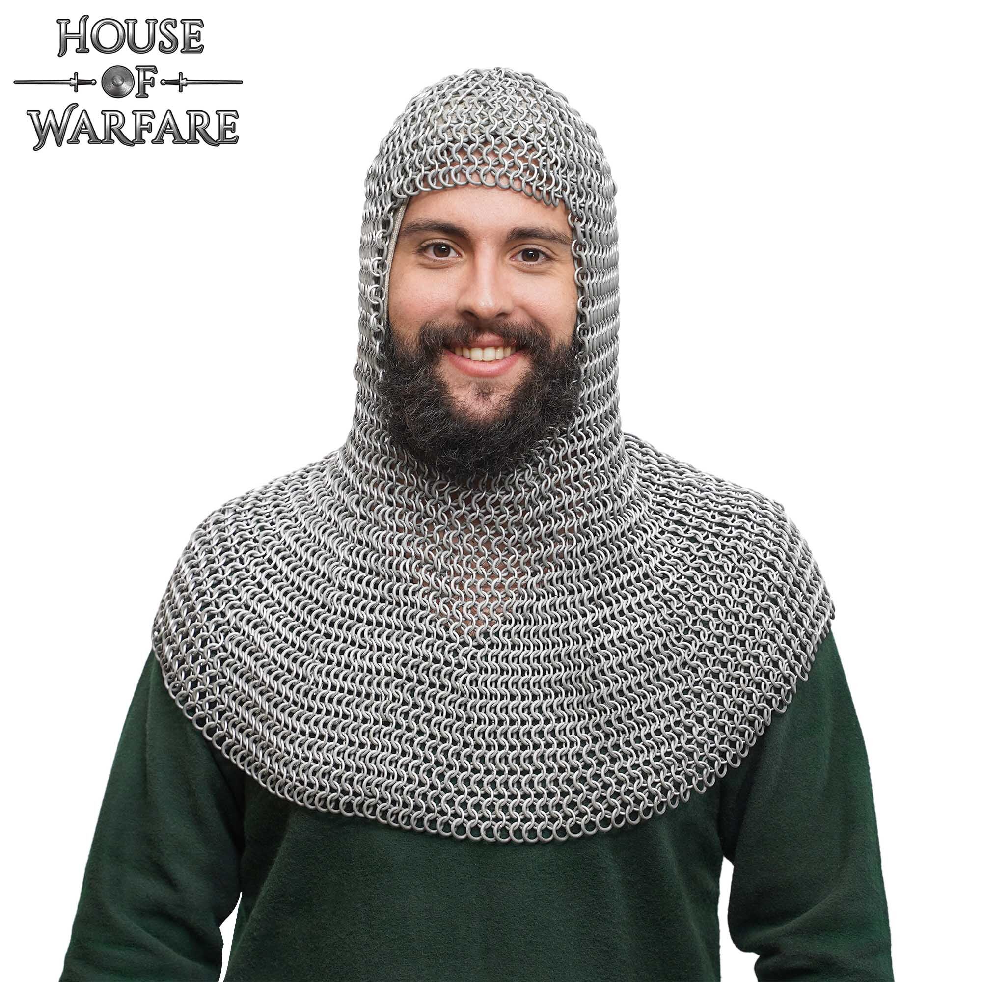 Medieval Chainmail Coif 14 Gauge 10 mm Butted Aluminium with Rubber Rings-701336 3