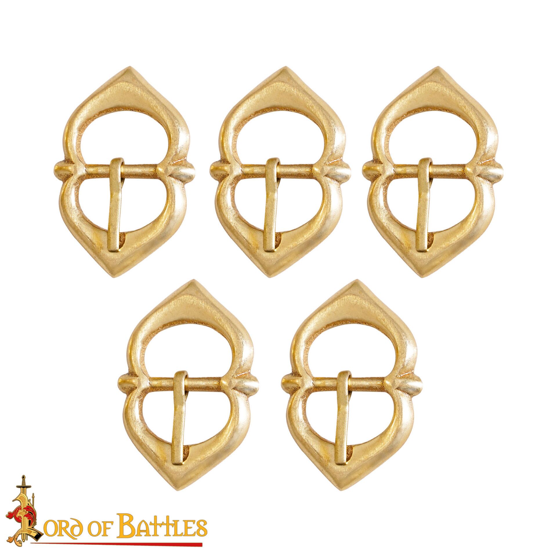 14th Century Medieval Solid Brass Buckles-8901-5pcs 3 Brass Diamond Loop Buckles