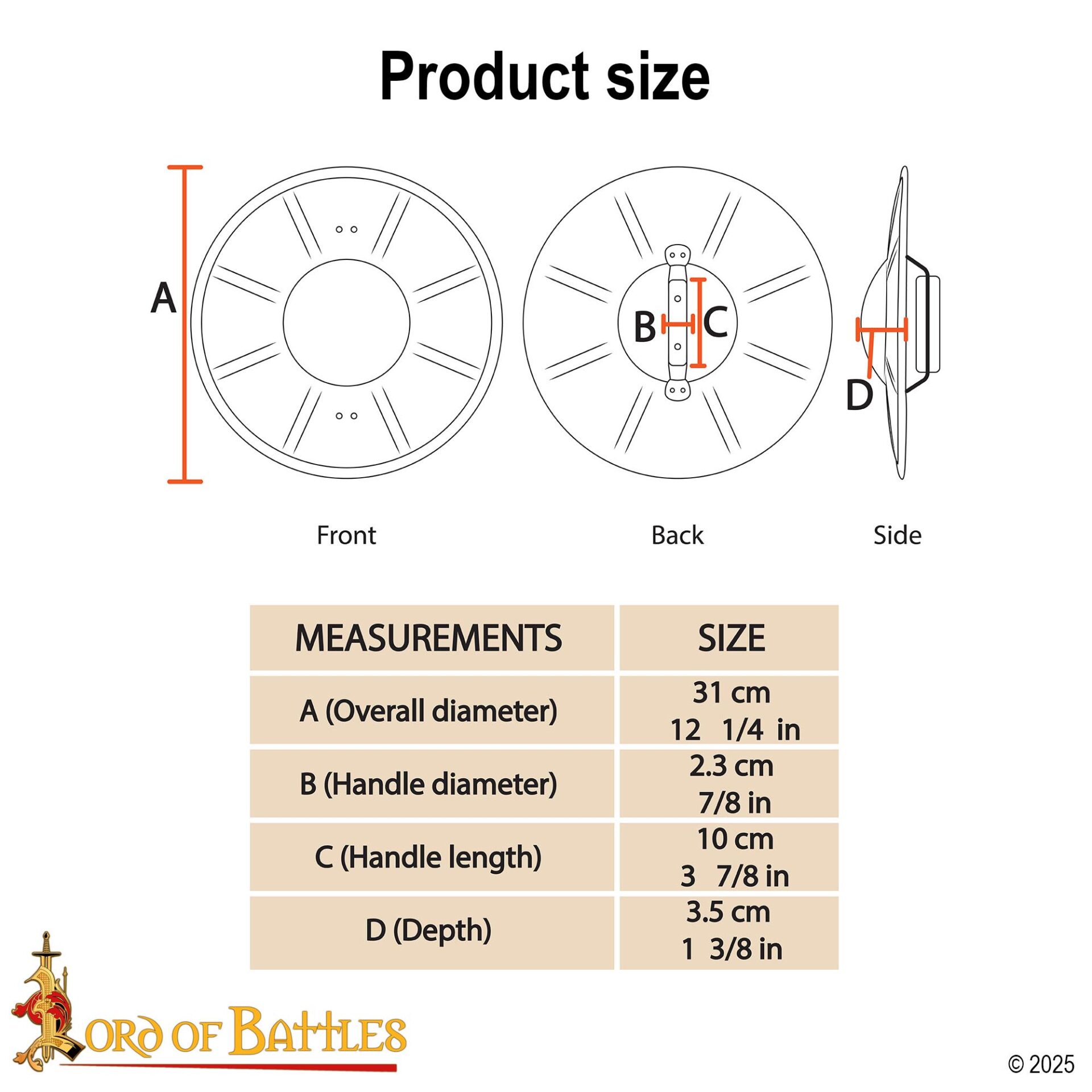 Medieval Round Fluted Buckler Fencing Steel Shield - 2131BK 2
