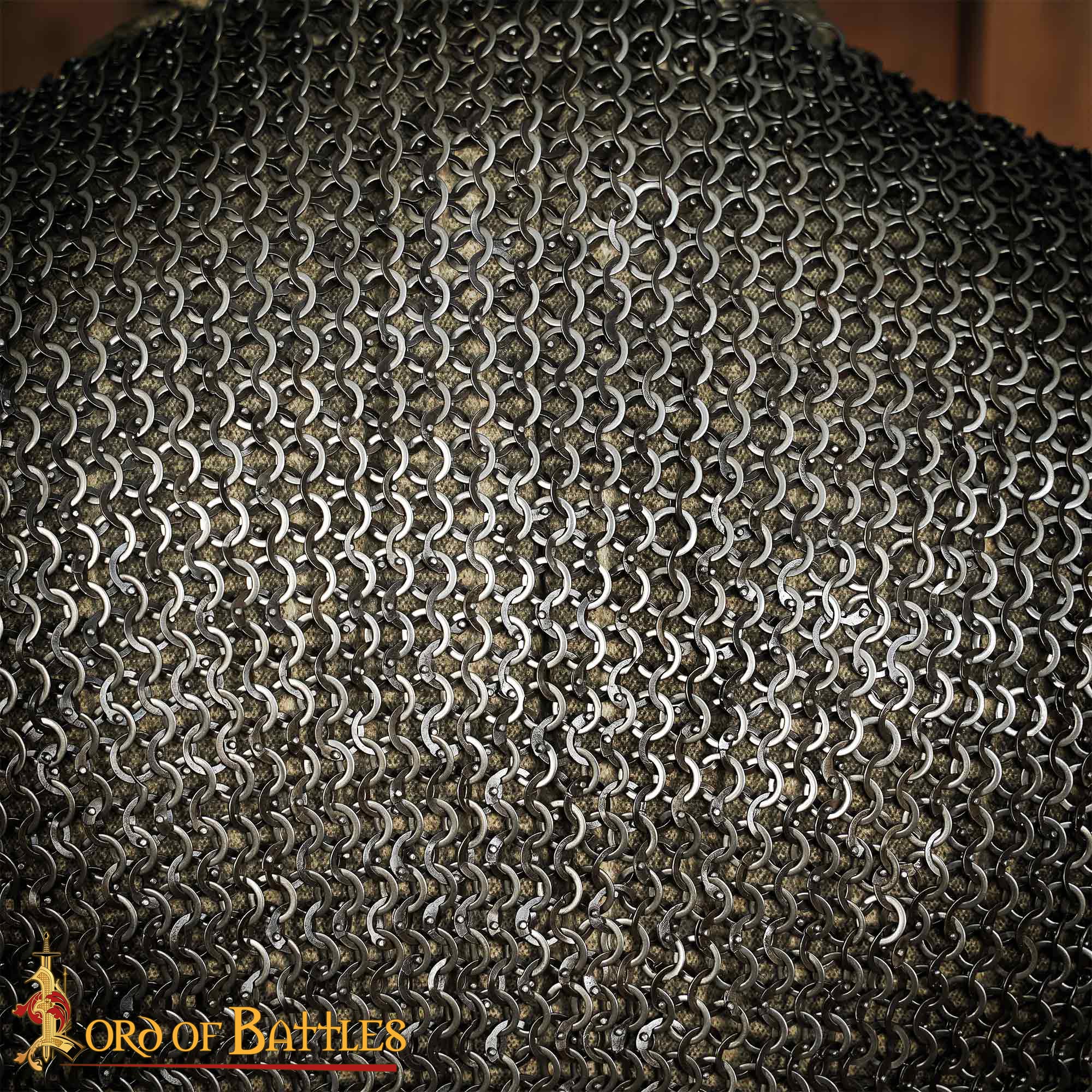 Chainmail Haubergeon Stainless Steel, Half Sleeves, 9 mm 18 Gauge Flat Ring Round Riveted with Alternate Flat Solid Rings - 184N 4 Chainmail Haubergeon