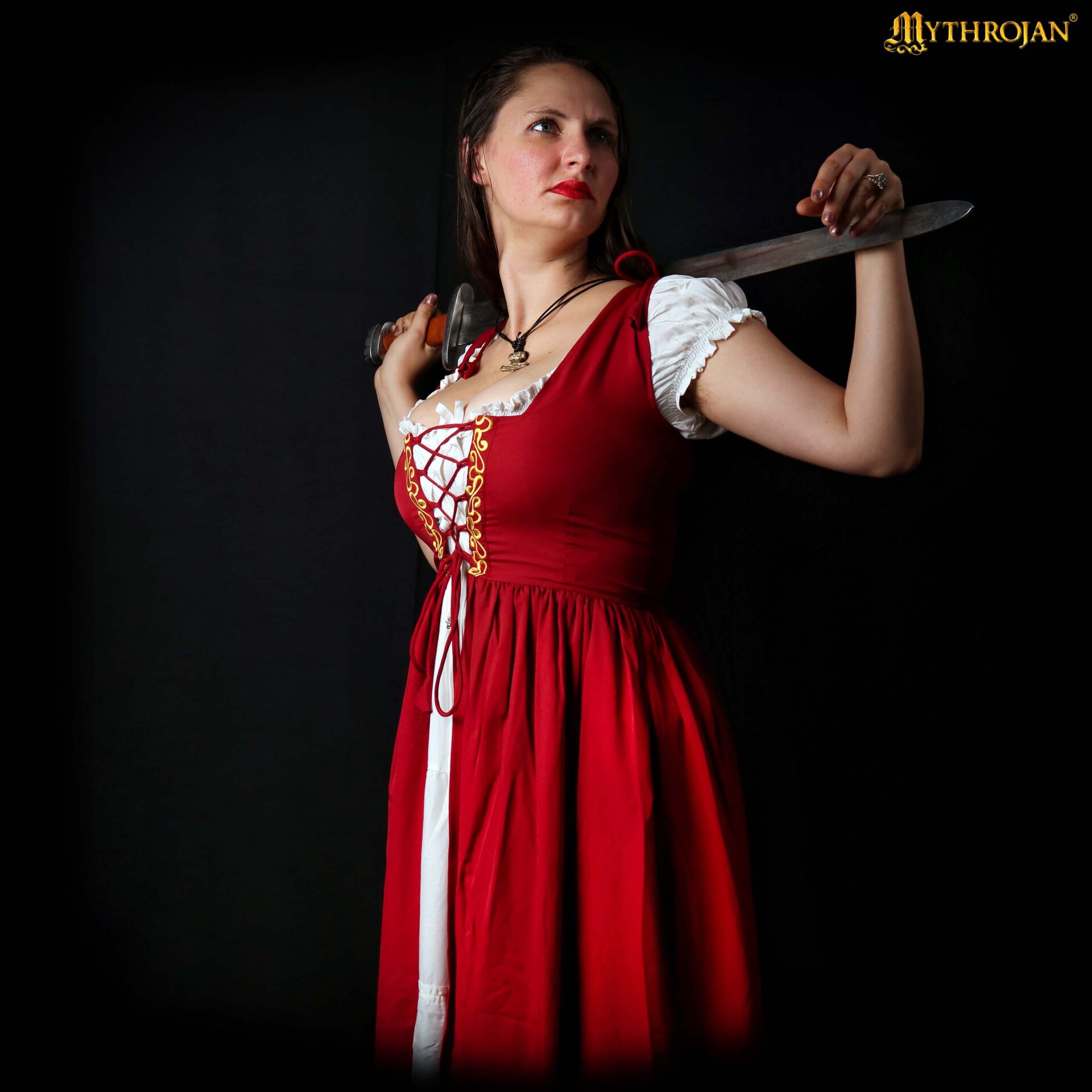 Renaissance Green Overdress with Lace-Up Front-300839M 1 Irish Celtic Dress