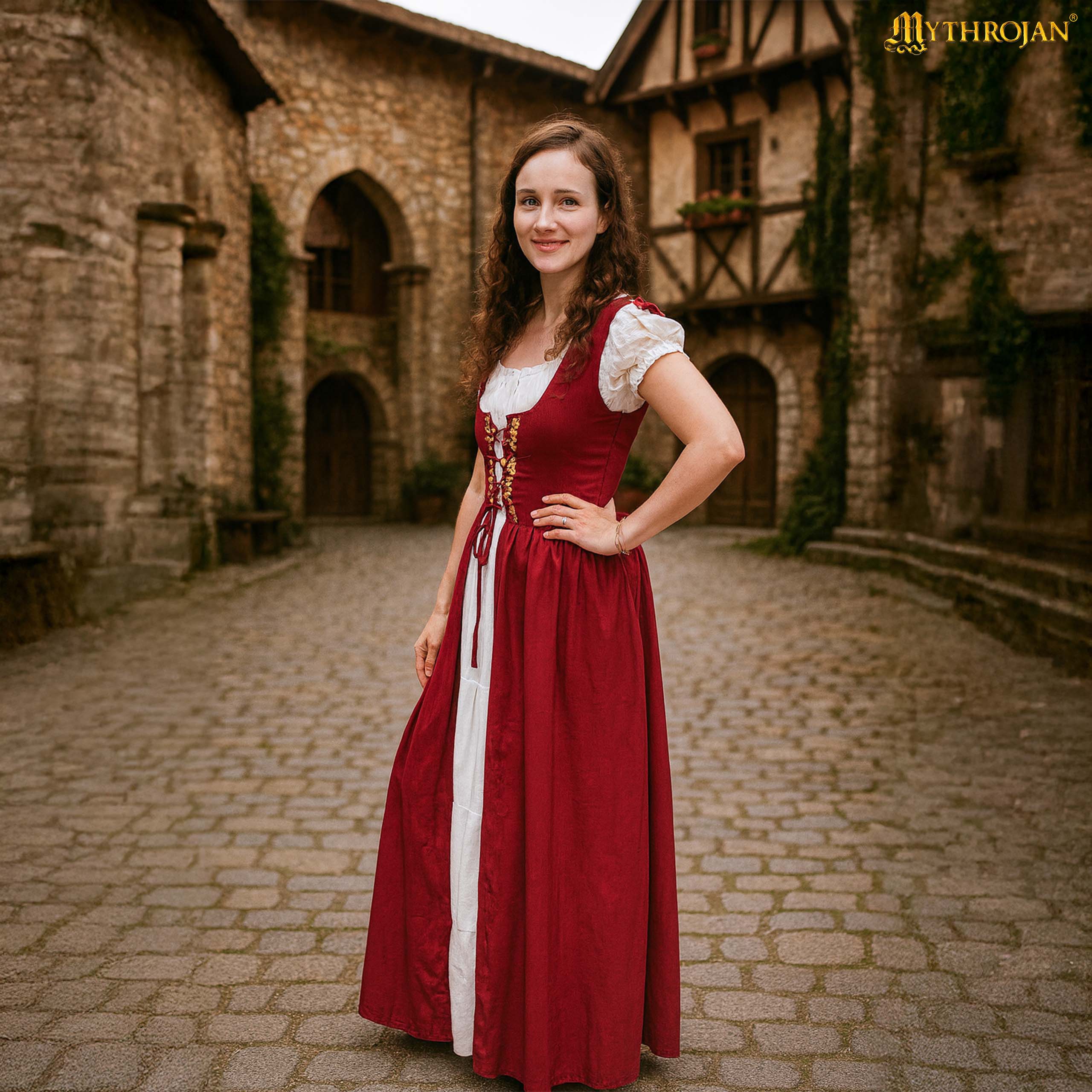 Renaissance Green Overdress with Lace-Up Front-300839M Irish Celtic Dress