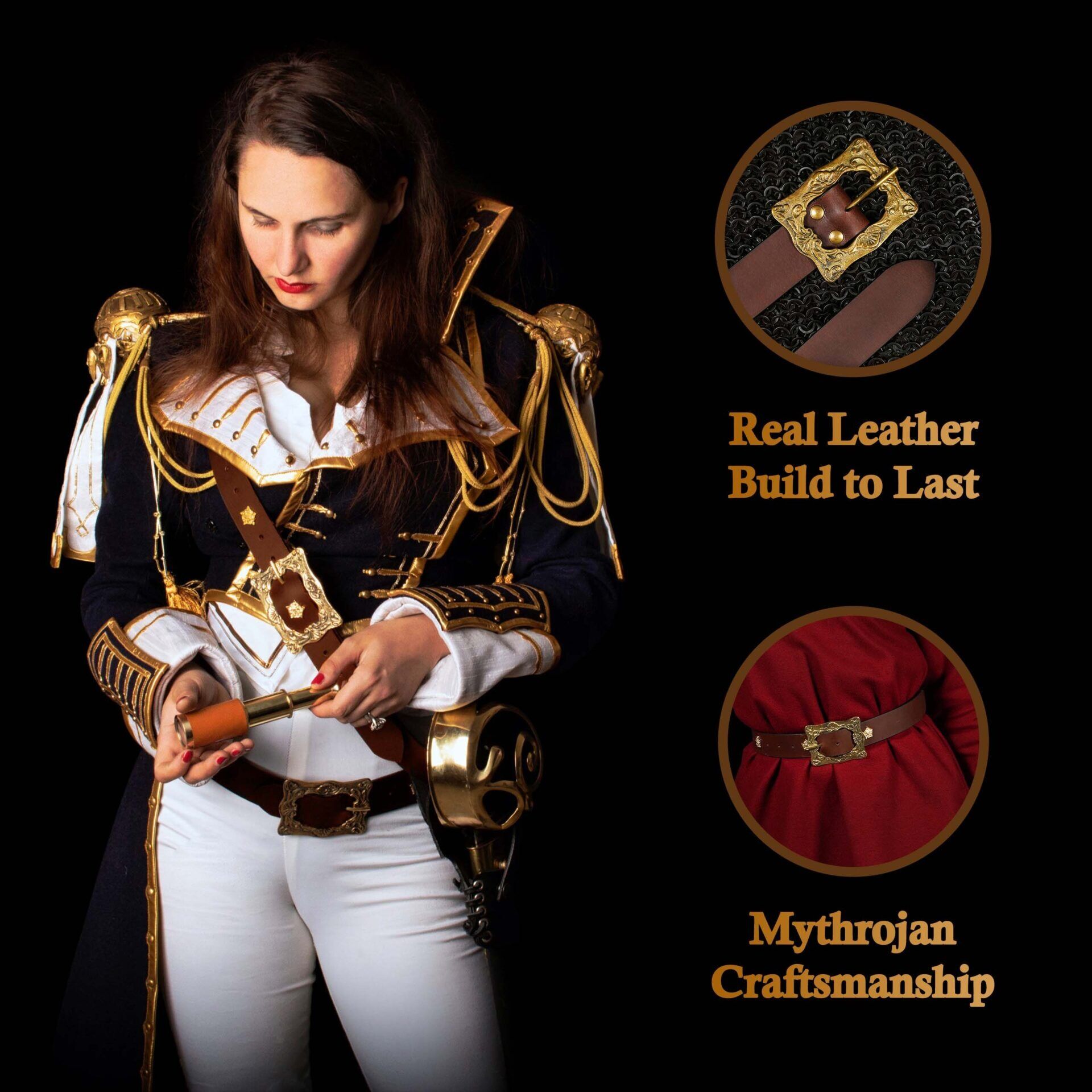 2-5 Medieval Black Leather Belt