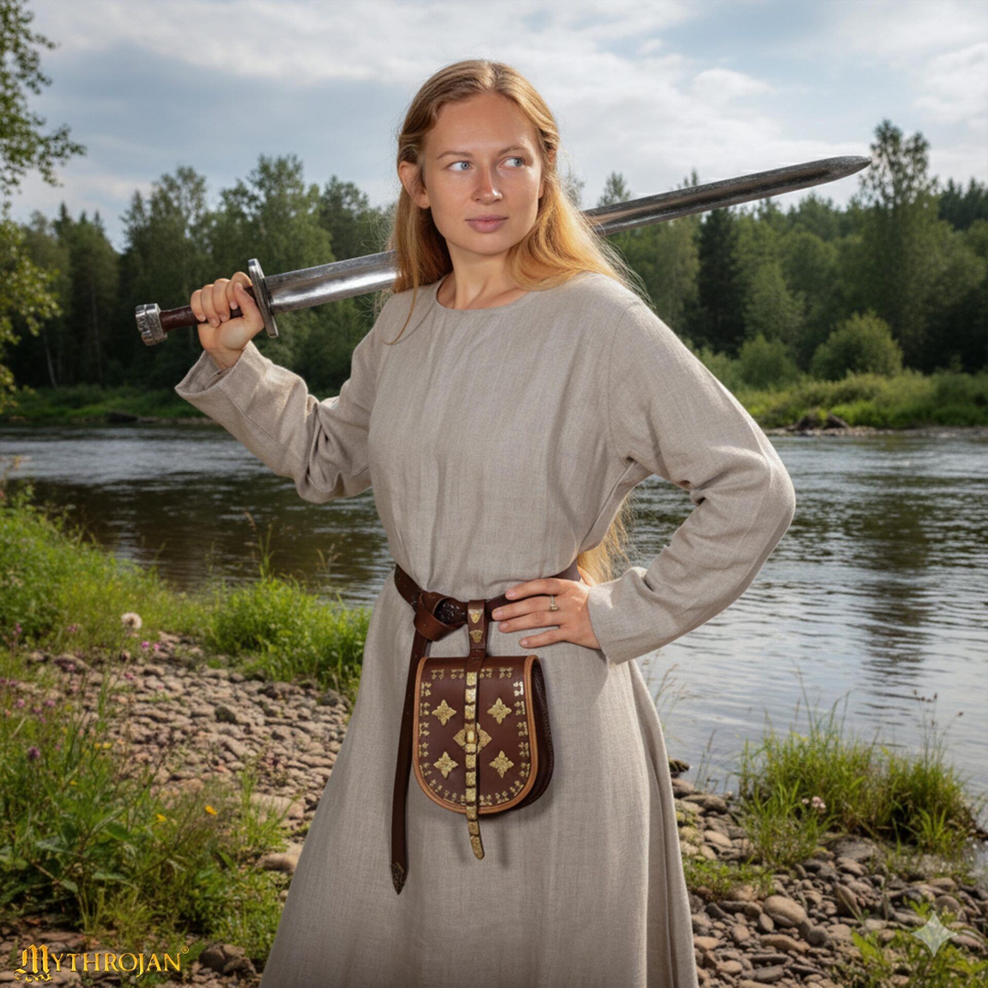 Helga Viking Dress Linen Medieval Women Long Dress- 301078N 1 Helga Viking Dress