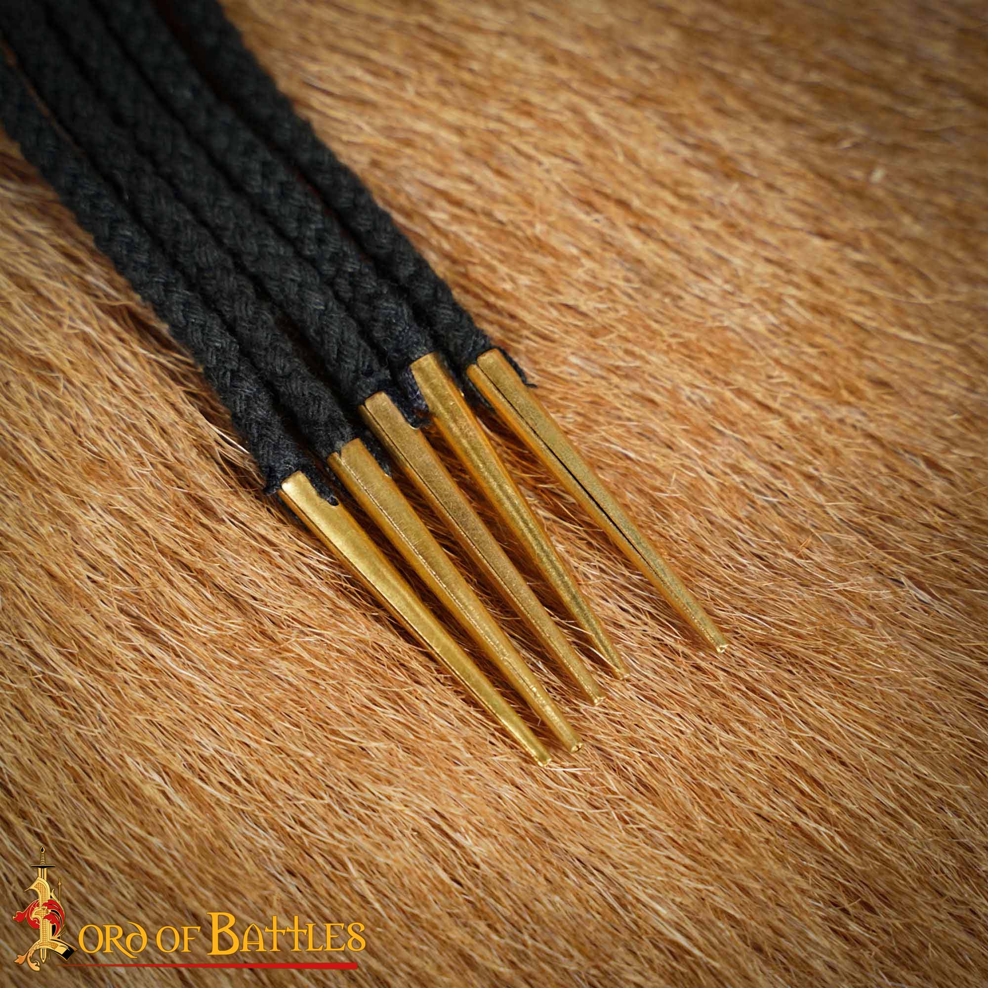15th Century Medieval Arming Points Set Cotton Laces with Brass Tipped Aiglets-7451BK-5Pcs 4 Brass Aiglet String
