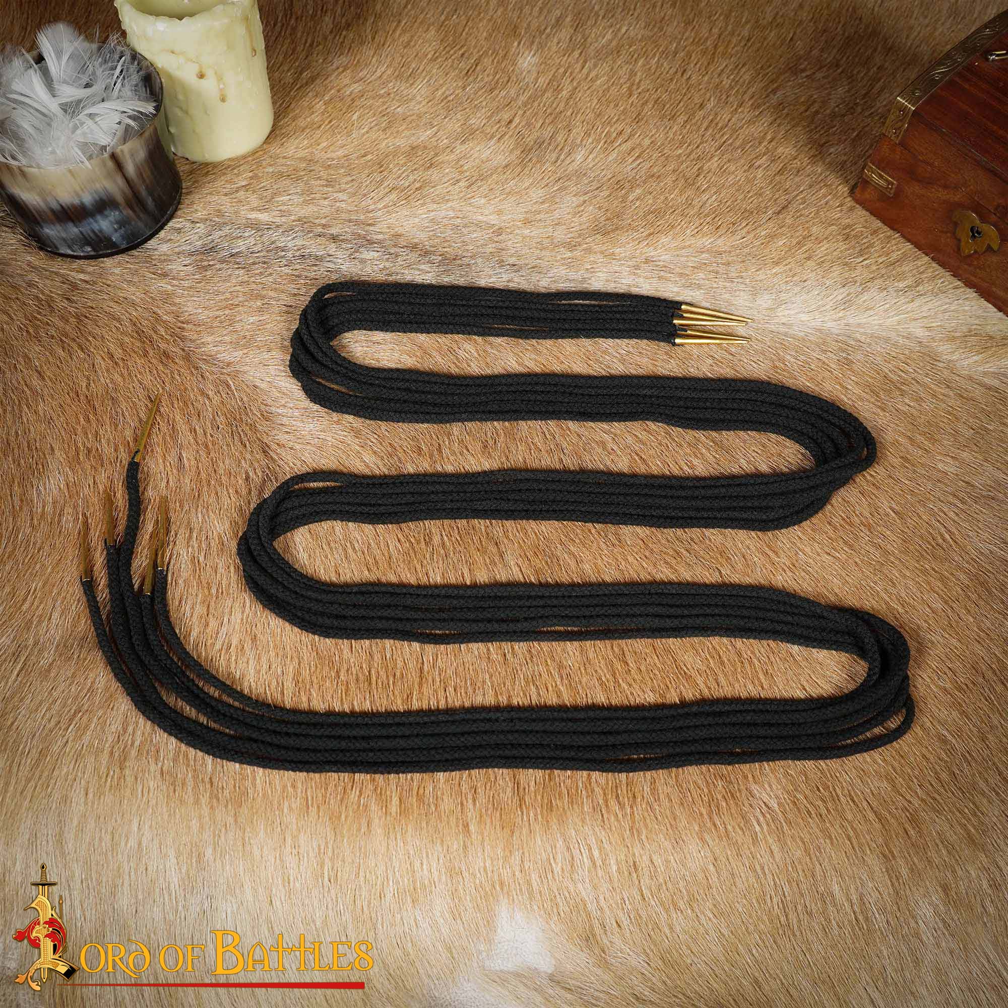 15th Century Medieval Arming Points Set Cotton Laces with Brass Tipped Aiglets-7451BK-5Pcs Brass Aiglet String