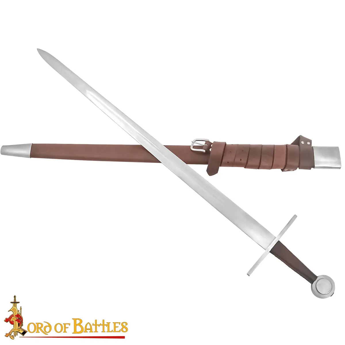 Traditionally Hand-Forged Norman Medieval Sword with Wheel Pommel – Fully Tempered Steel Blade with Leather Scabbard Traditionally Hand-Forged Norman Medieval Sword with Wheel Pommel – Fully Tempered Steel Blade with Leather Scabbard - Image 4