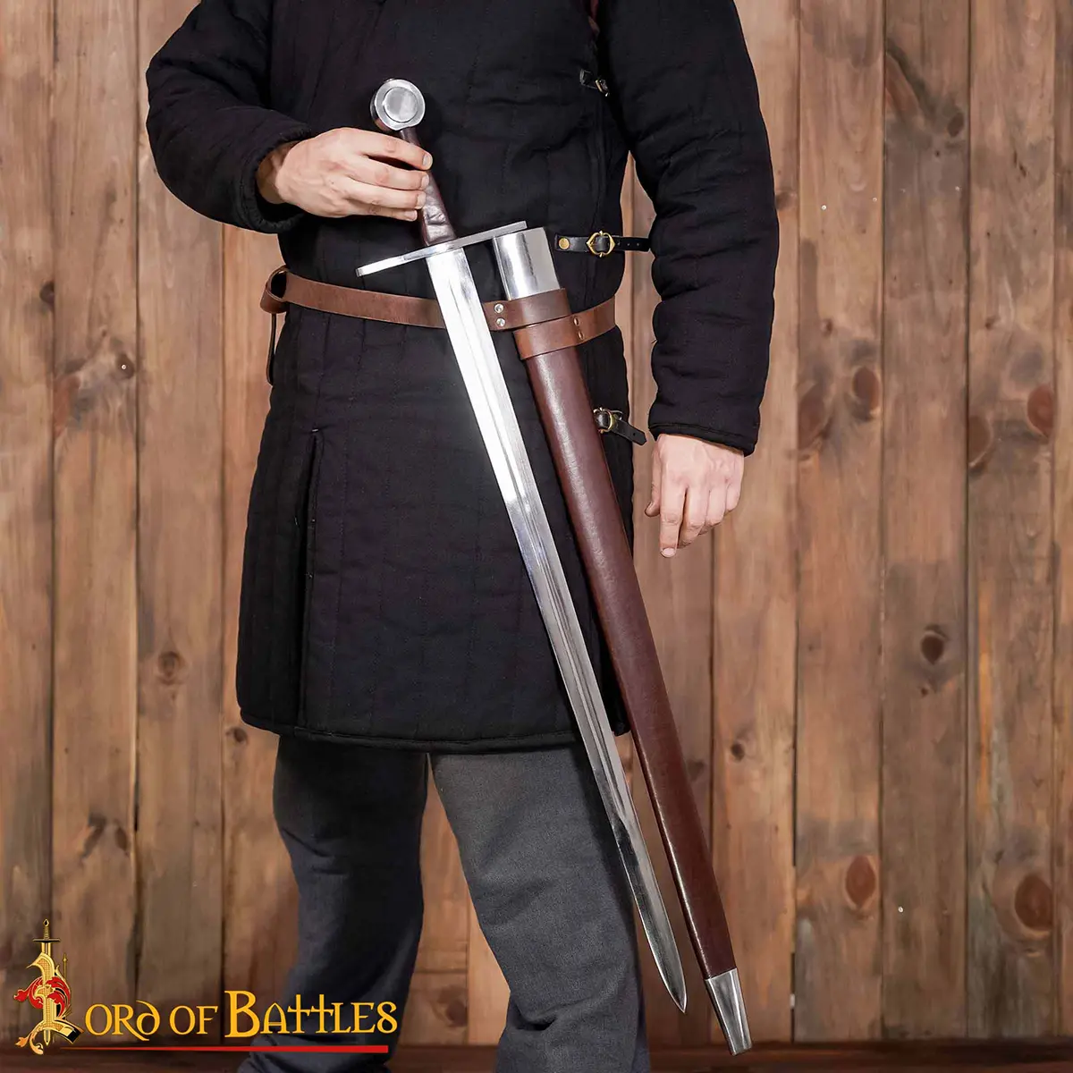 Traditionally Hand-Forged Norman Medieval Sword with Wheel Pommel – Fully Tempered Steel Blade with Leather Scabbard Traditionally Hand-Forged Norman Medieval Sword with Wheel Pommel – Fully Tempered Steel Blade with Leather Scabbard - Image 5