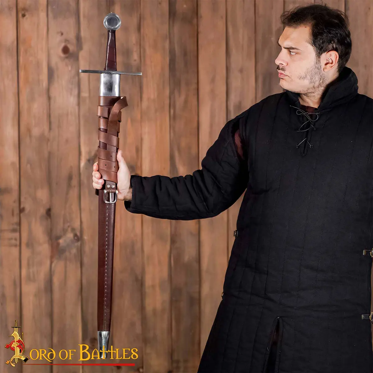 Traditionally Hand-Forged Norman Medieval Sword with Wheel Pommel – Fully Tempered Steel Blade with Leather Scabbard Traditionally Hand-Forged Norman Medieval Sword with Wheel Pommel – Fully Tempered Steel Blade with Leather Scabbard - Image 6