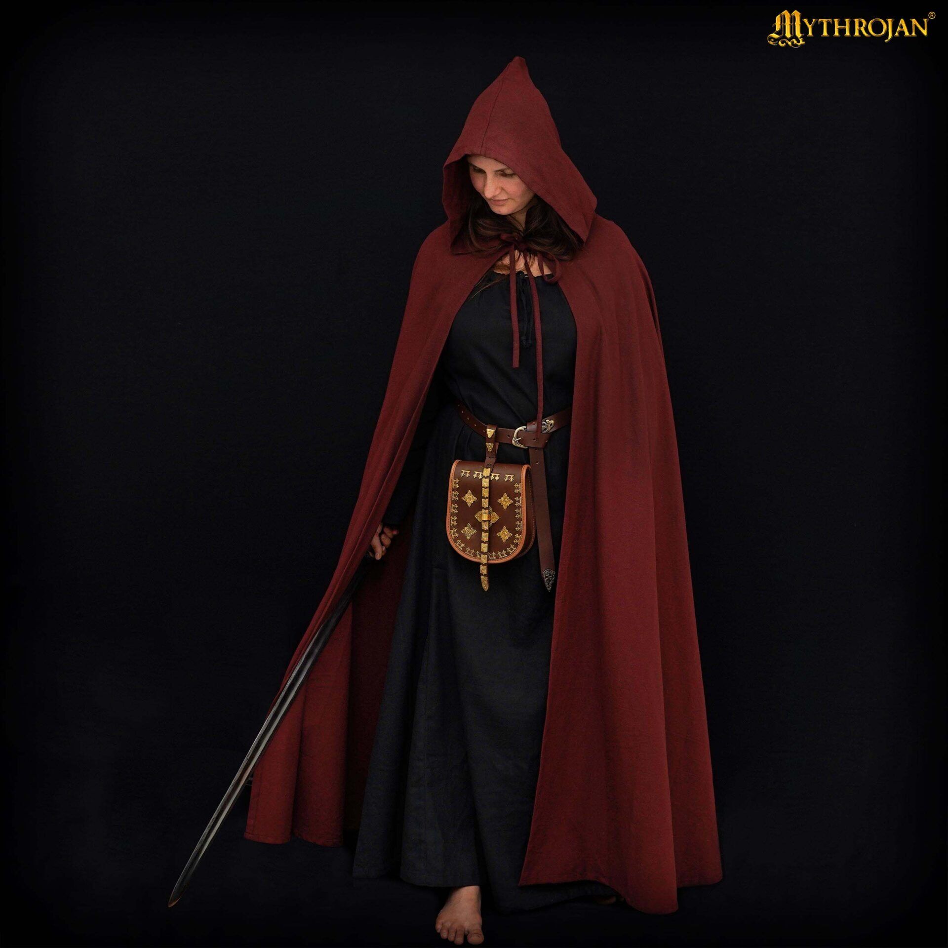 Medieval Hooded Cape Cotton Cloak-300981BR 1
