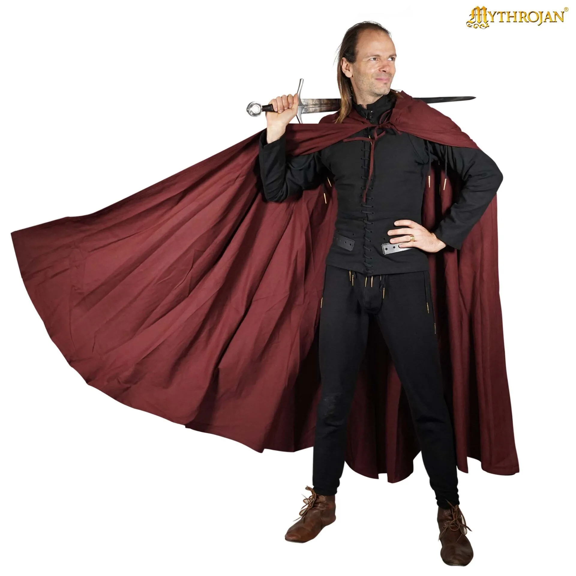 Medieval Hooded Cape Cotton Cloak-300981BR 3