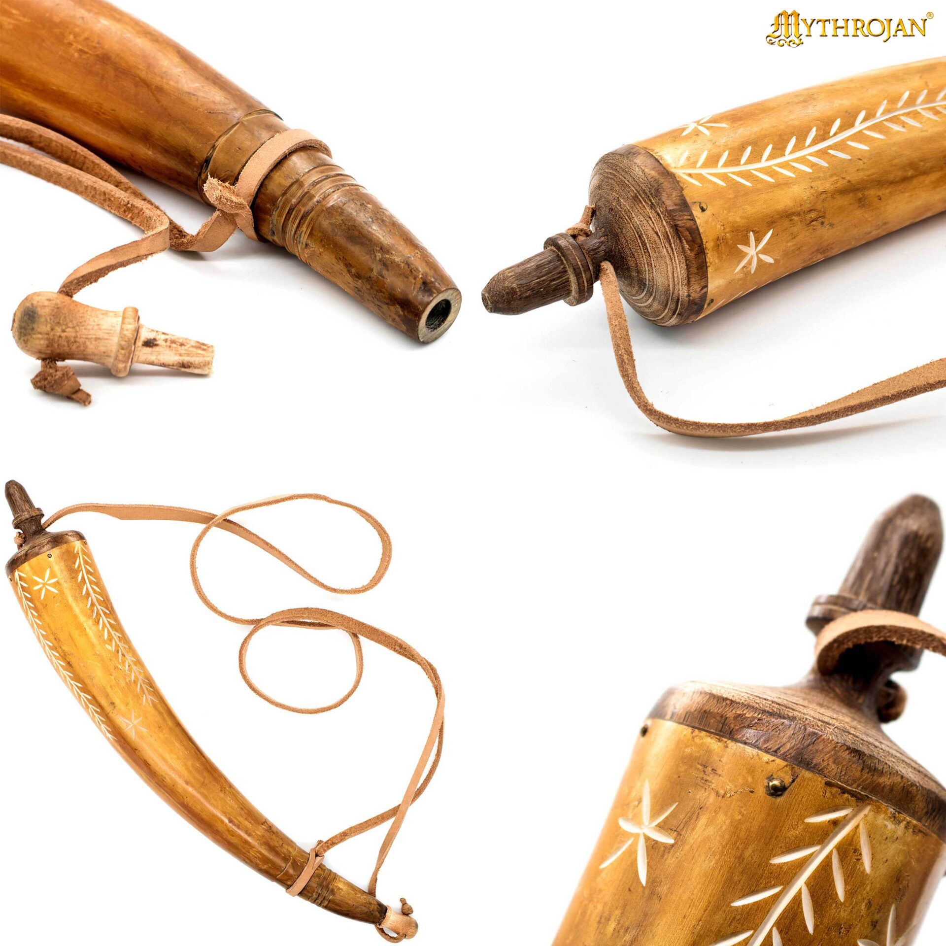 18th Century Colonial Powder Horn with Carved Design-300140 4 Carved Powder Horn