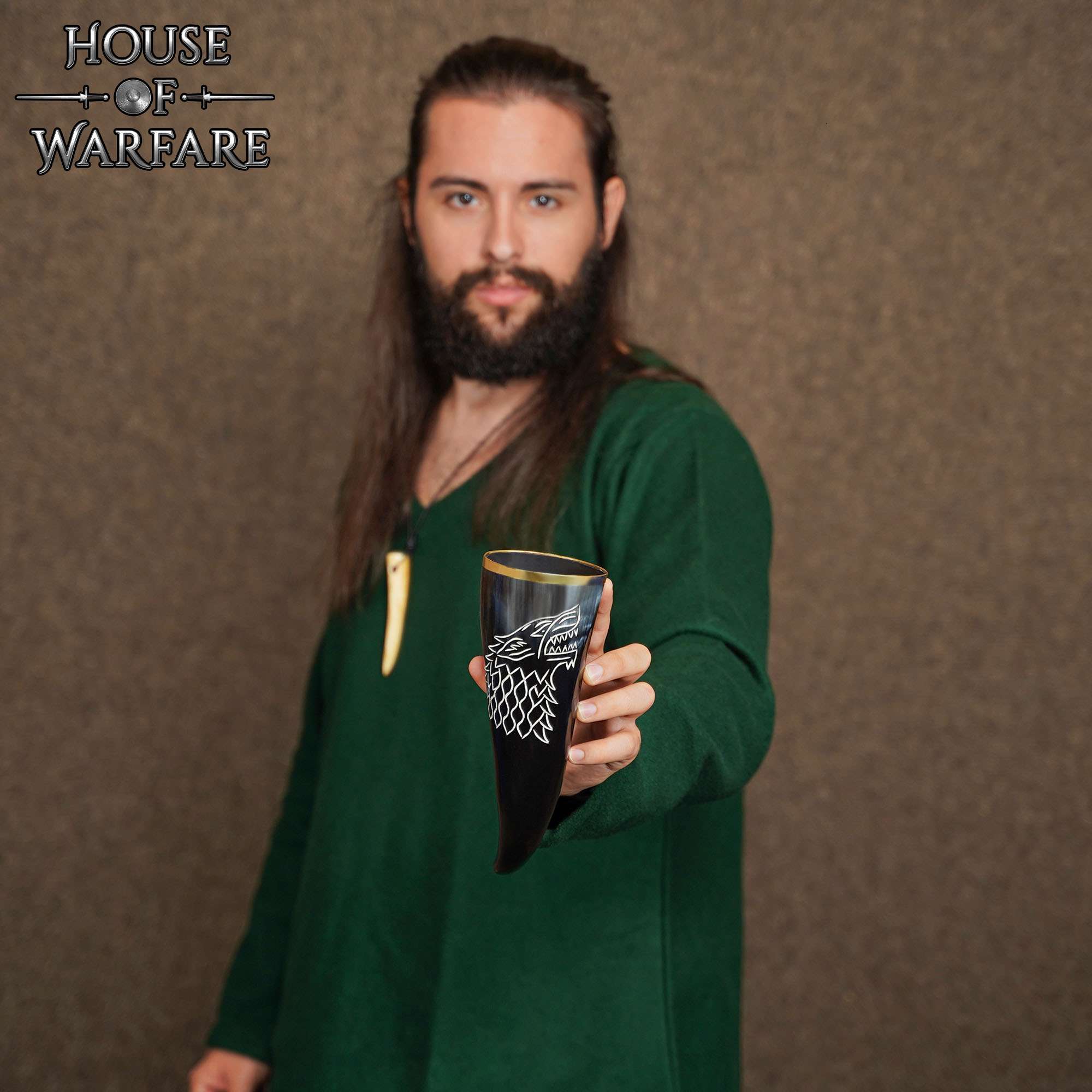 10th Century Viking Drinking Horn with Engraved Wolf Design-700746 4