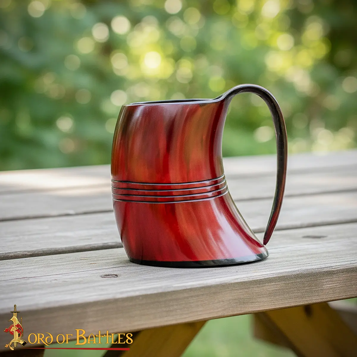 Horn Tankard – Viking Crimson Ox Horn Beer Mug - Image 2