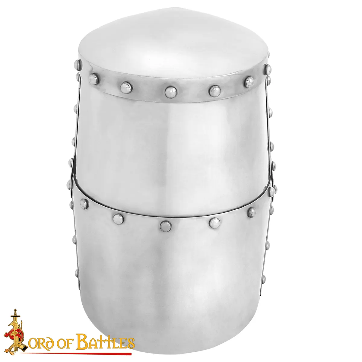 Crusader Knight Pot Helm Battle Ready with Brass Cross – 16 Gauge Steel Helmet - Image 6