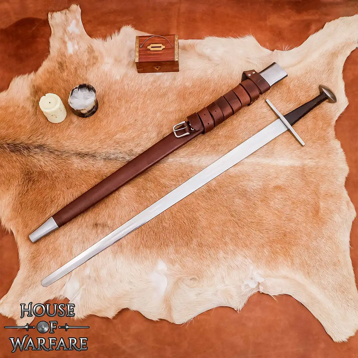 Traditionally Hand forged Norman Long Sword with Leather Scabbard – Fully Tempered Steel Blade - Image 7