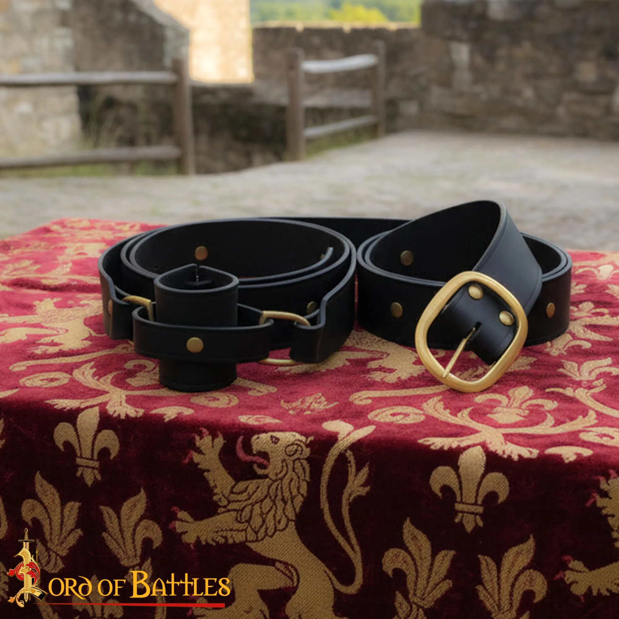 Handcrafted Medieval Double Wrap Sword Belt Genuine Leather - 26203BK 7 Double Wrap Sword Belt