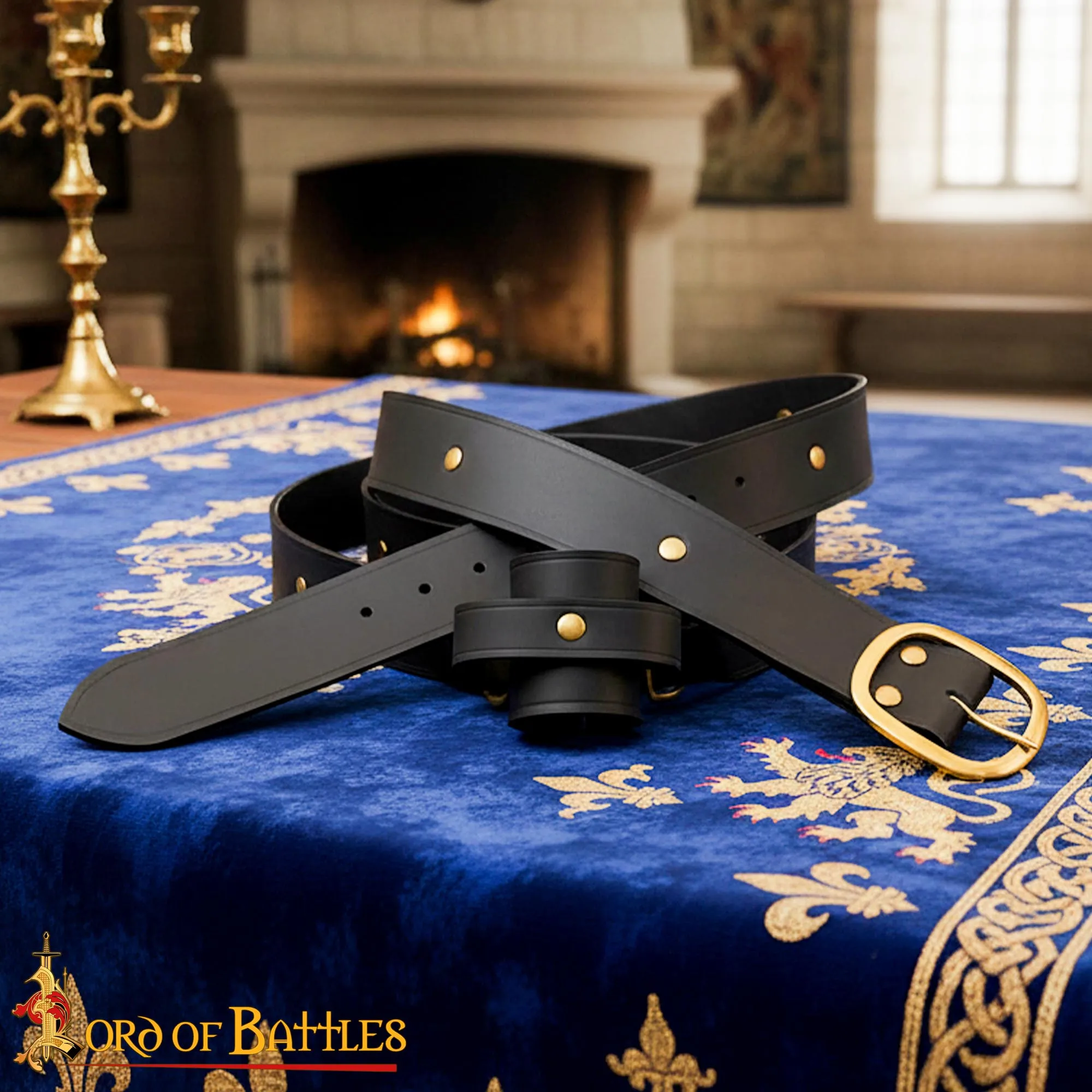 Handcrafted Medieval Double Wrap Sword Belt Genuine Leather - 26203BK Double Wrap Sword Belt