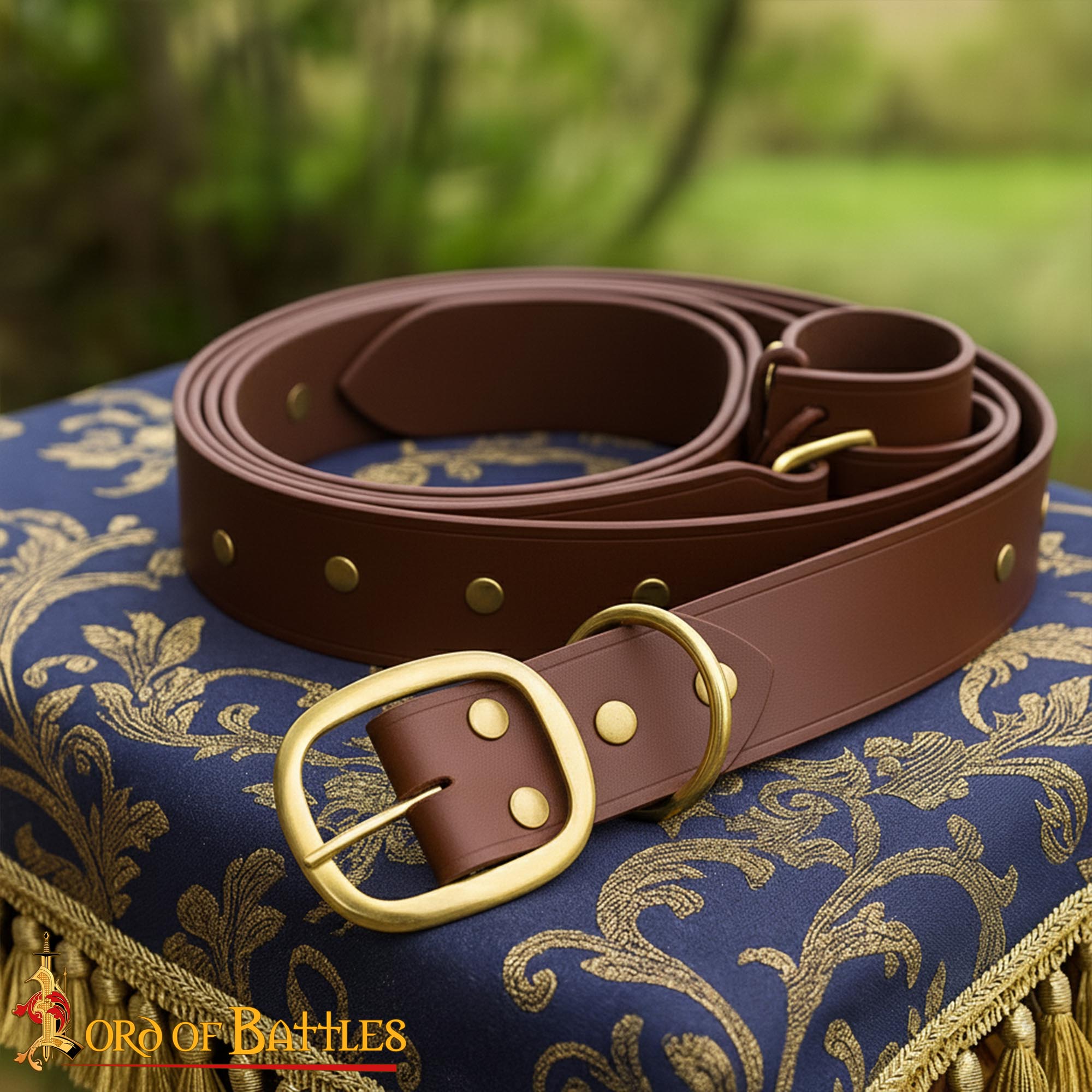 Handcrafted Medieval Double Wrap Sword Belt Genuine Leather - 26203CBR 1 Double Wrap Sword Belt
