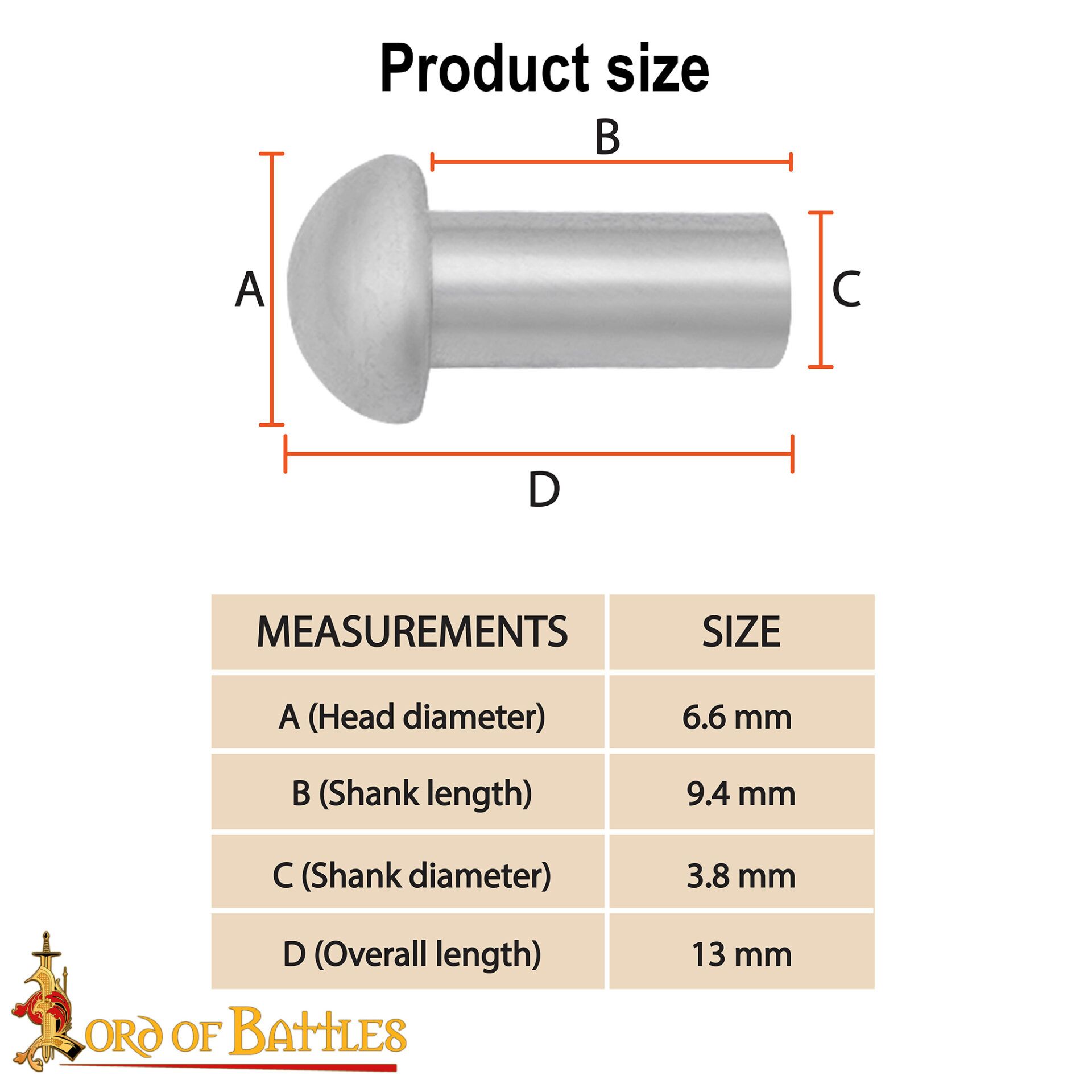 Mushroom head dome mild steel rivets-9722-25pcs 2 Dome rivets