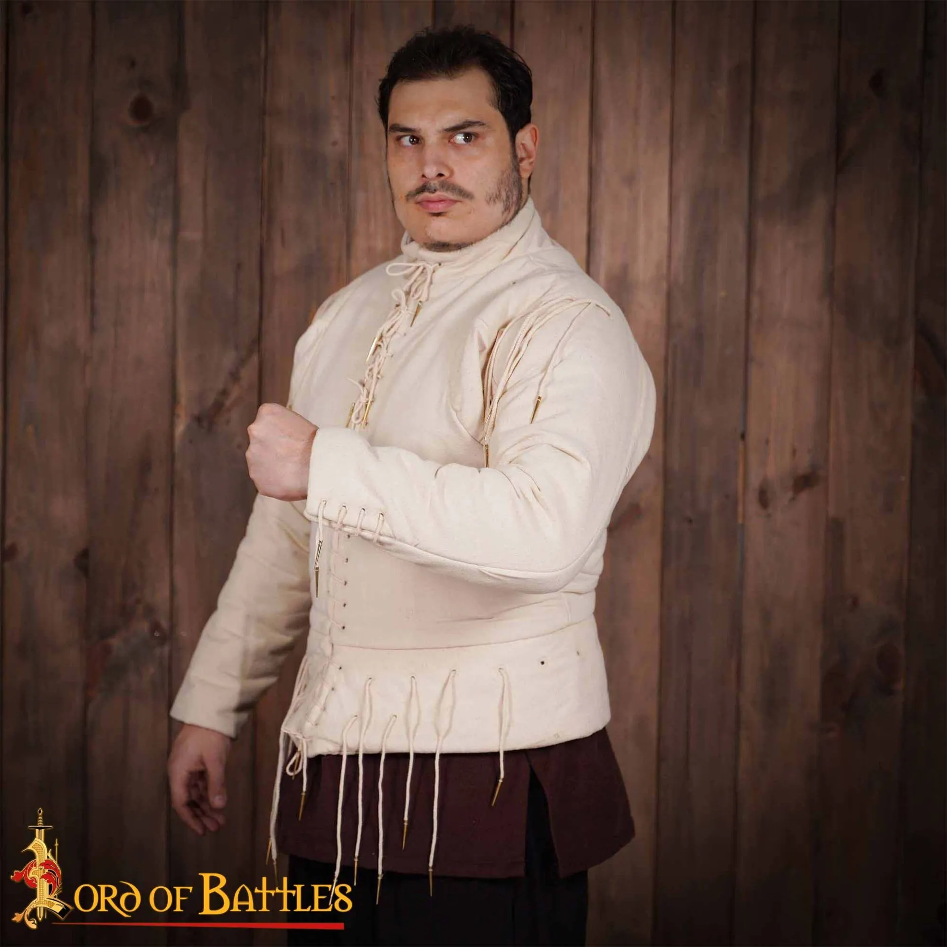 15th Century Medieval Quilted Cotton Doublet with Attachment Points-7121E 15th Century Arming Doublet