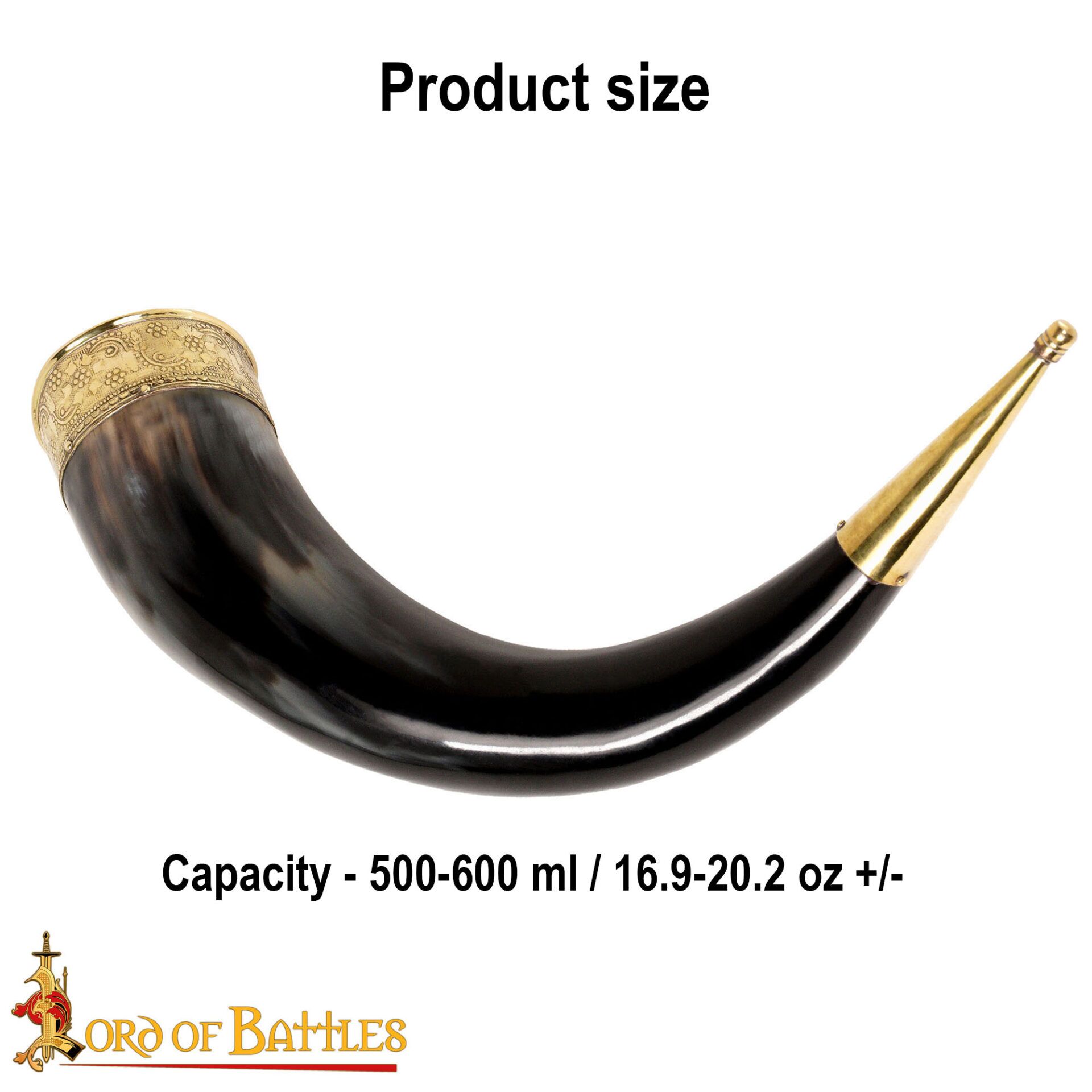 Medieval Viking Drinking Horn with Brass Decoration-4234 2 Viking Drinking Horn