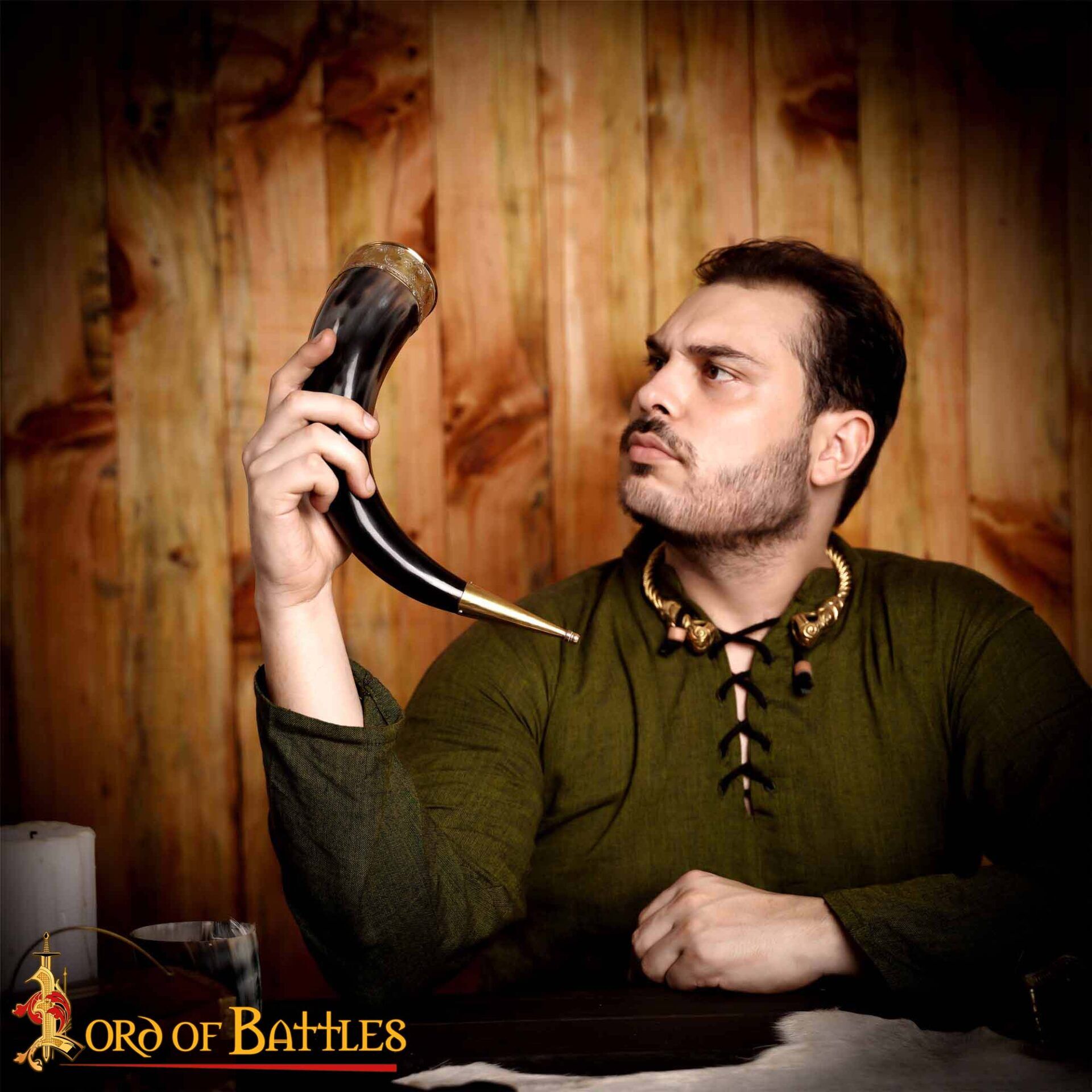 Medieval Viking Drinking Horn with Brass Decoration-4234 4 Viking Drinking Horn