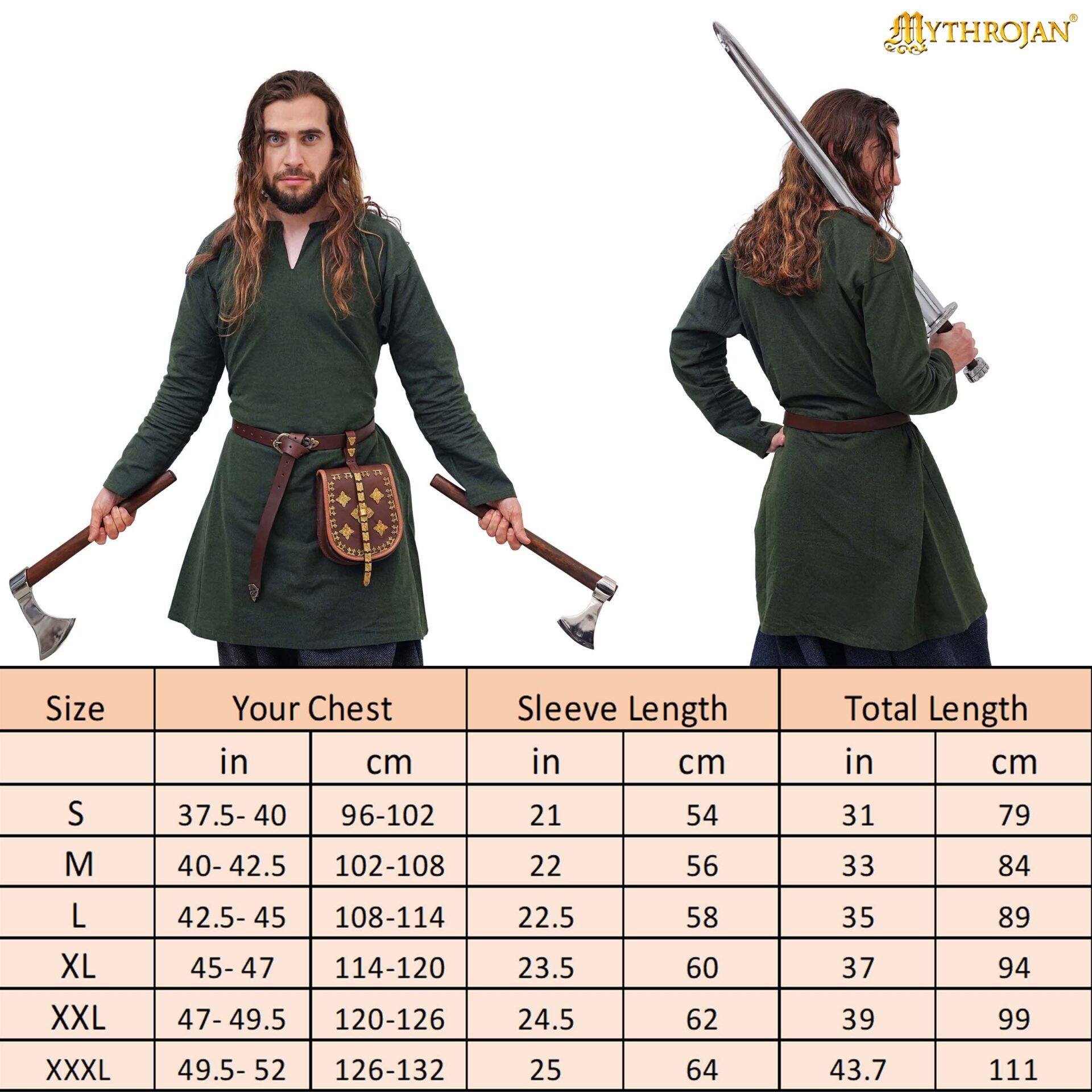 Medieval Green Tunic-301097GN 2 Viking tunic