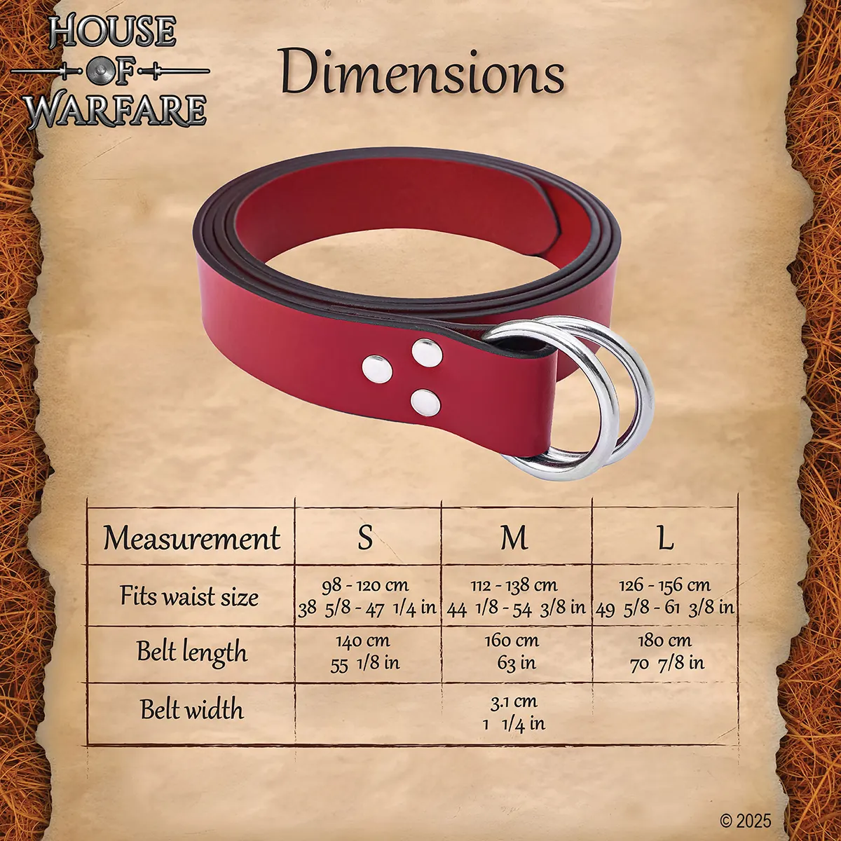 Double O Ring Belt - Medieval Leather Belt - Image 3