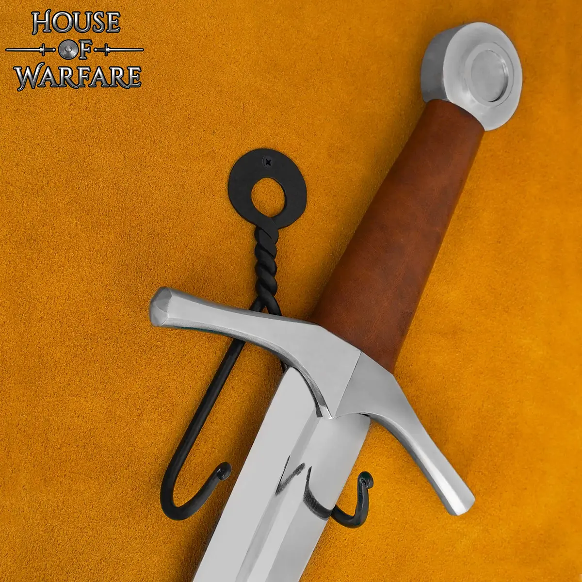 Hand-Forged Black Iron Sword Wall Mount – Double Hook Display Hanger - Image 2