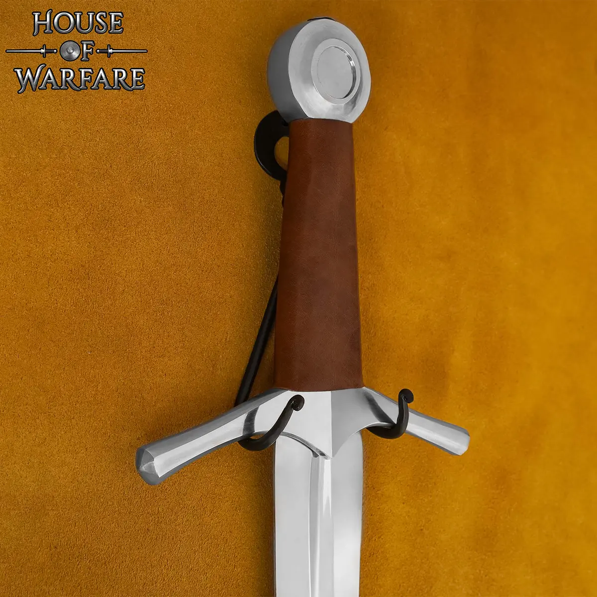Hand-Forged Black Iron Sword Wall Mount – Double Hook Display Hanger - Image 5