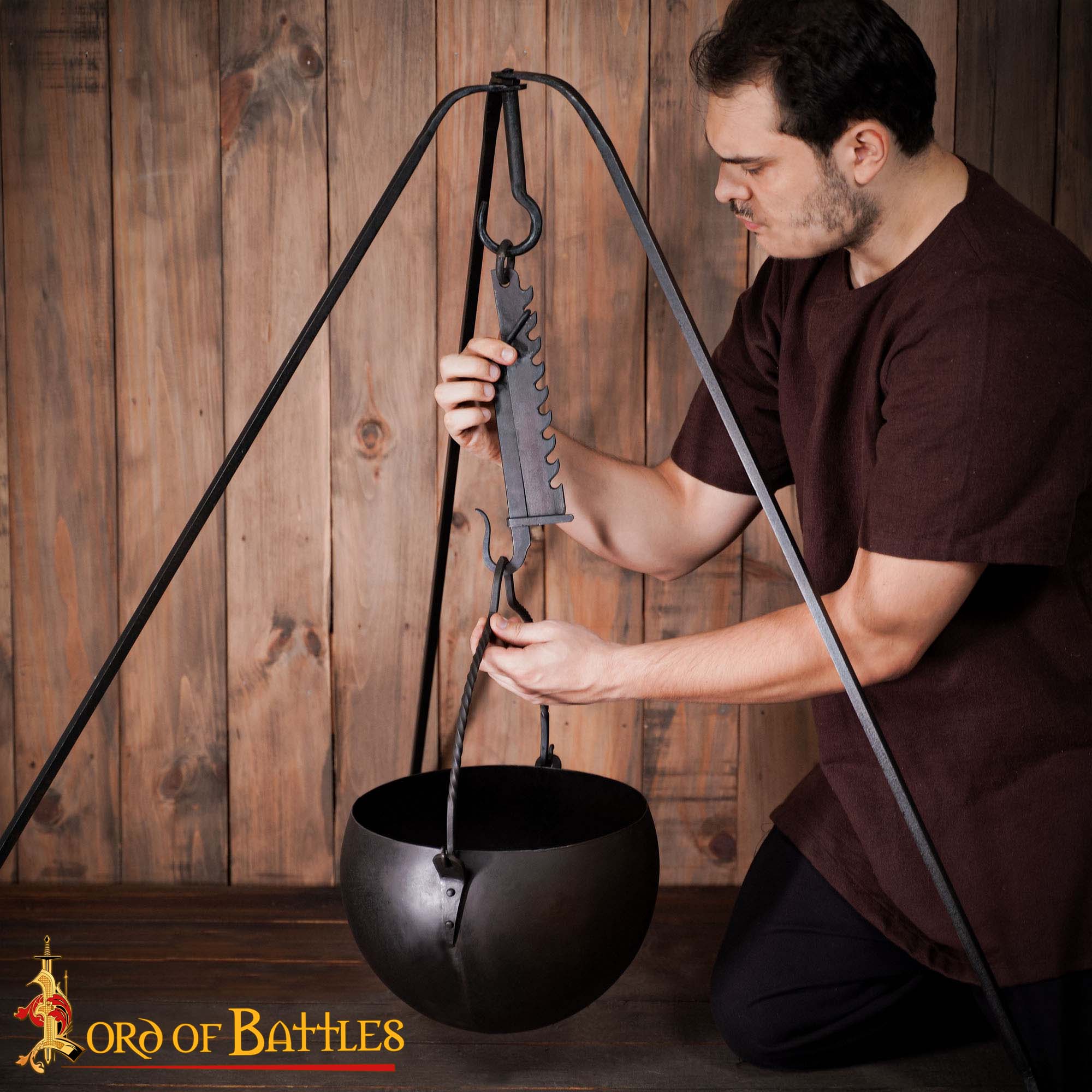 18th Century Hand-Forged Wrought Iron Cooking Tripod-8511M 1 Medieval Campfire Tripod
